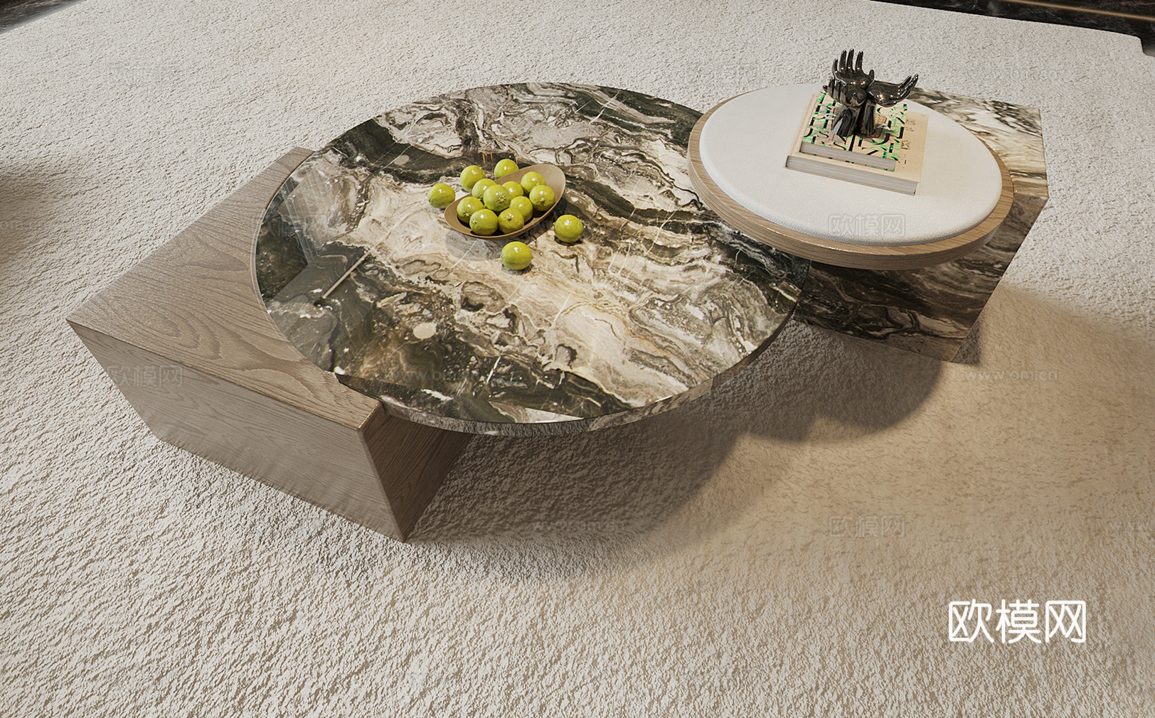 现代茶几 大理石茶室 圆茶几 子母茶几 圆形茶几 茶几组合3d模型