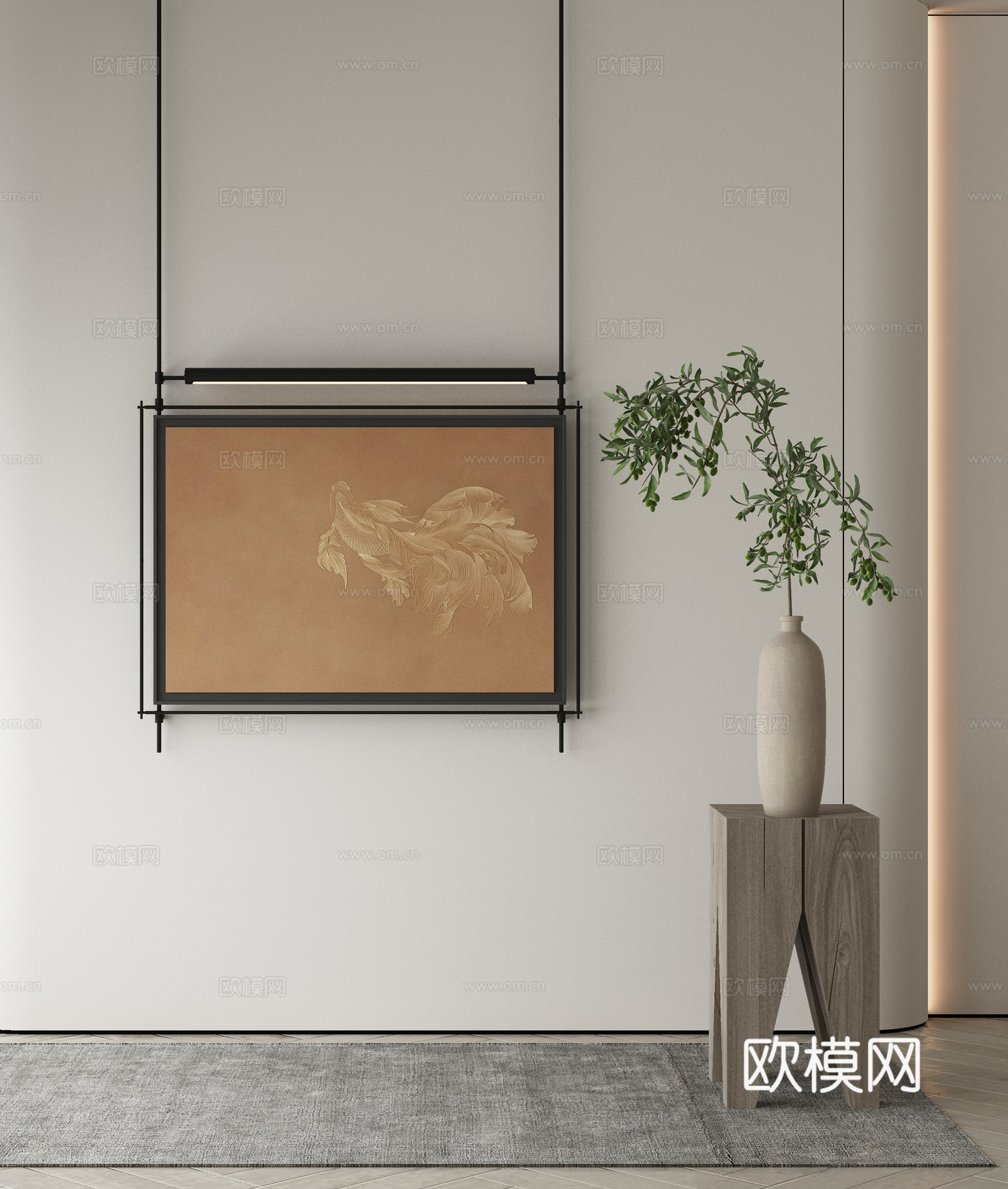 新中式侘寂挂画 油画3d模型