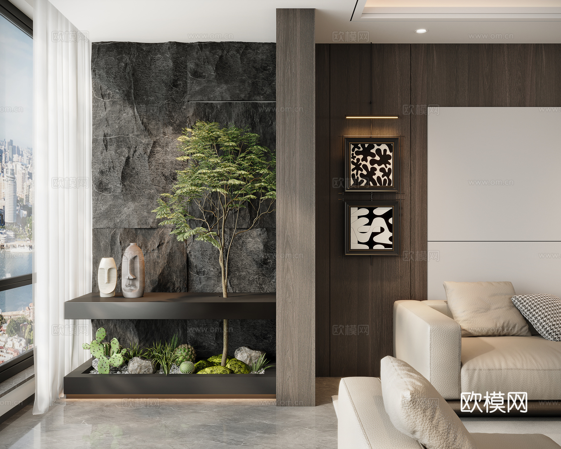 现代阳台绿植3d模型