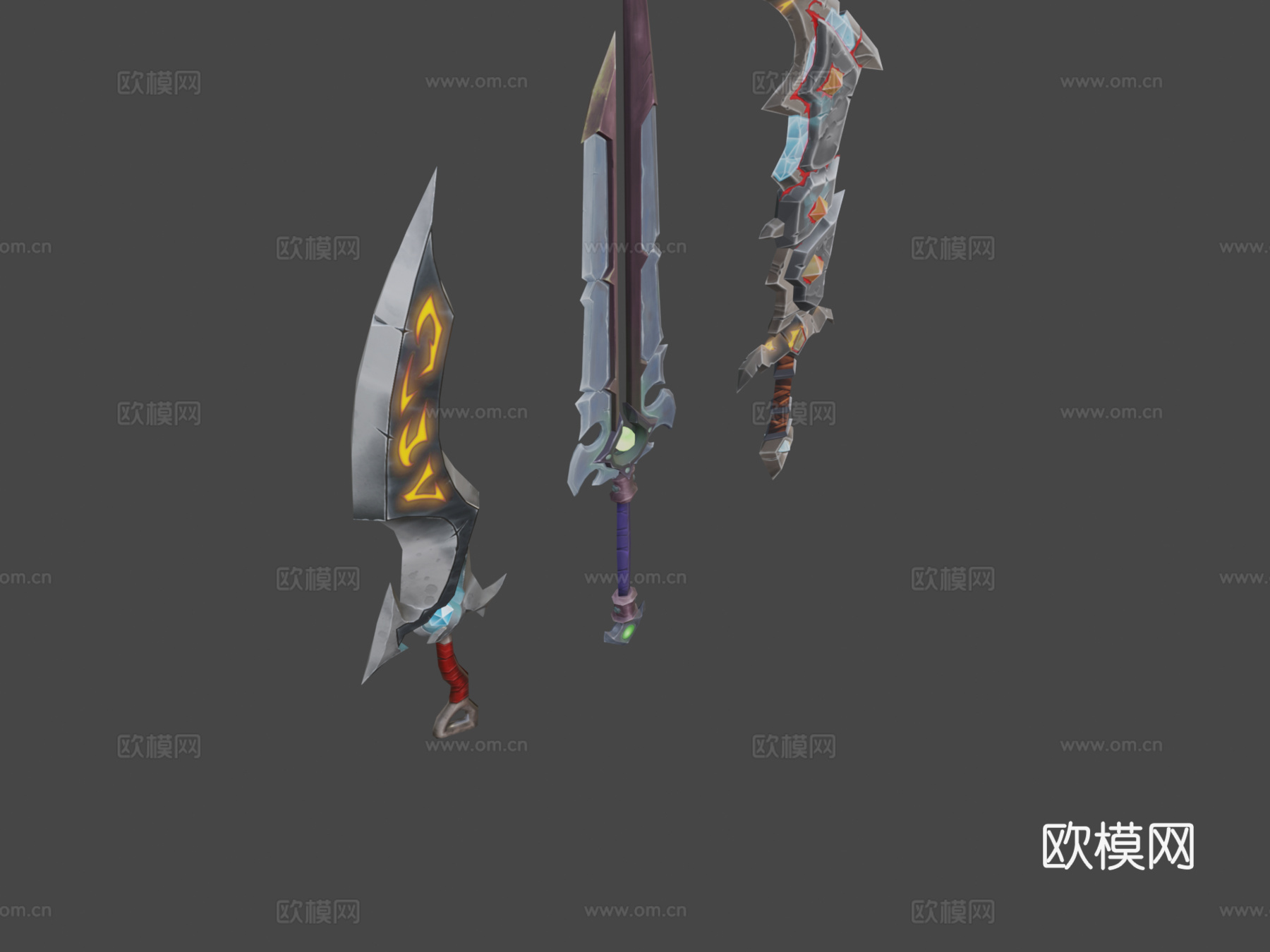 手绘奇幻武器3d模型