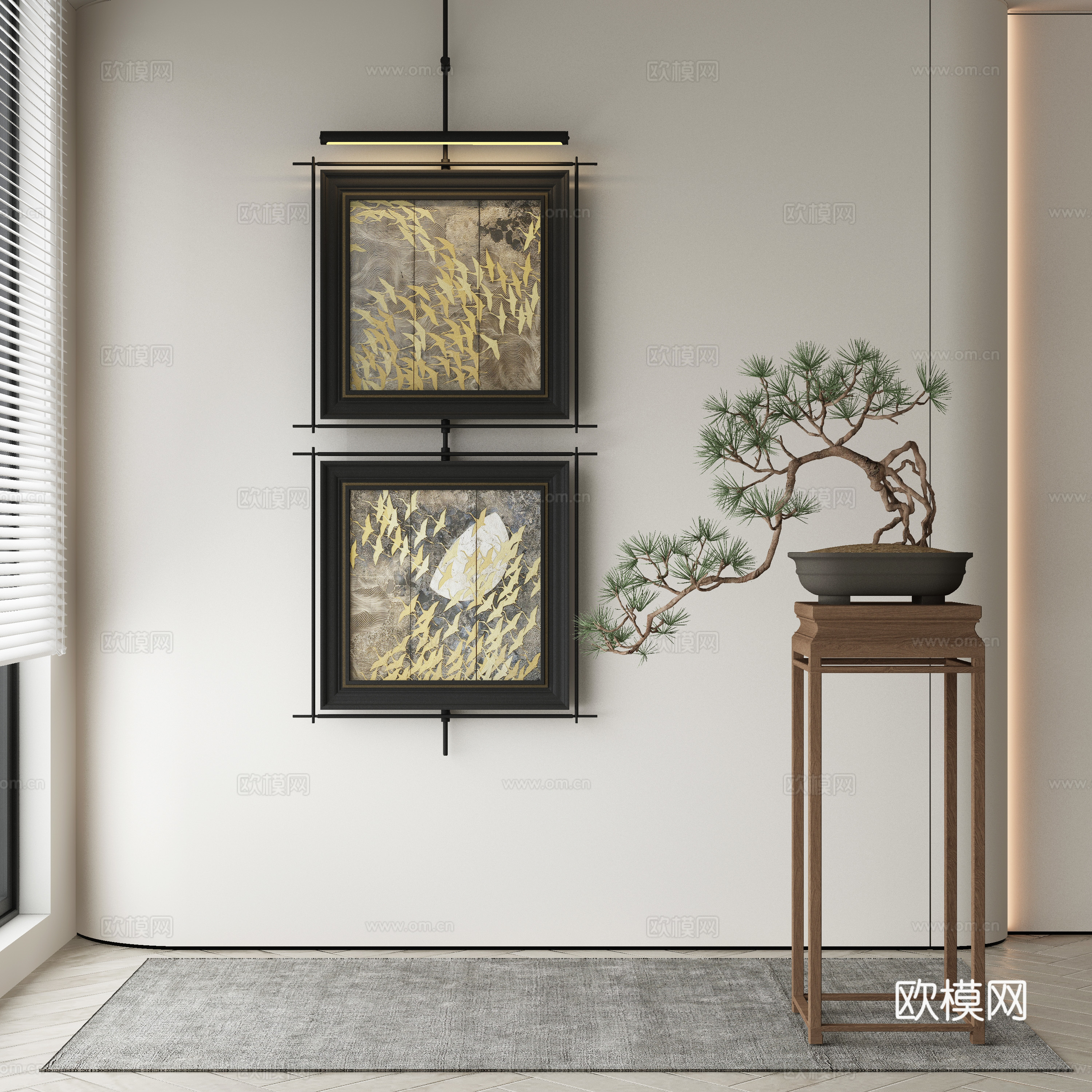 新中式侘寂挂画 油画3d模型