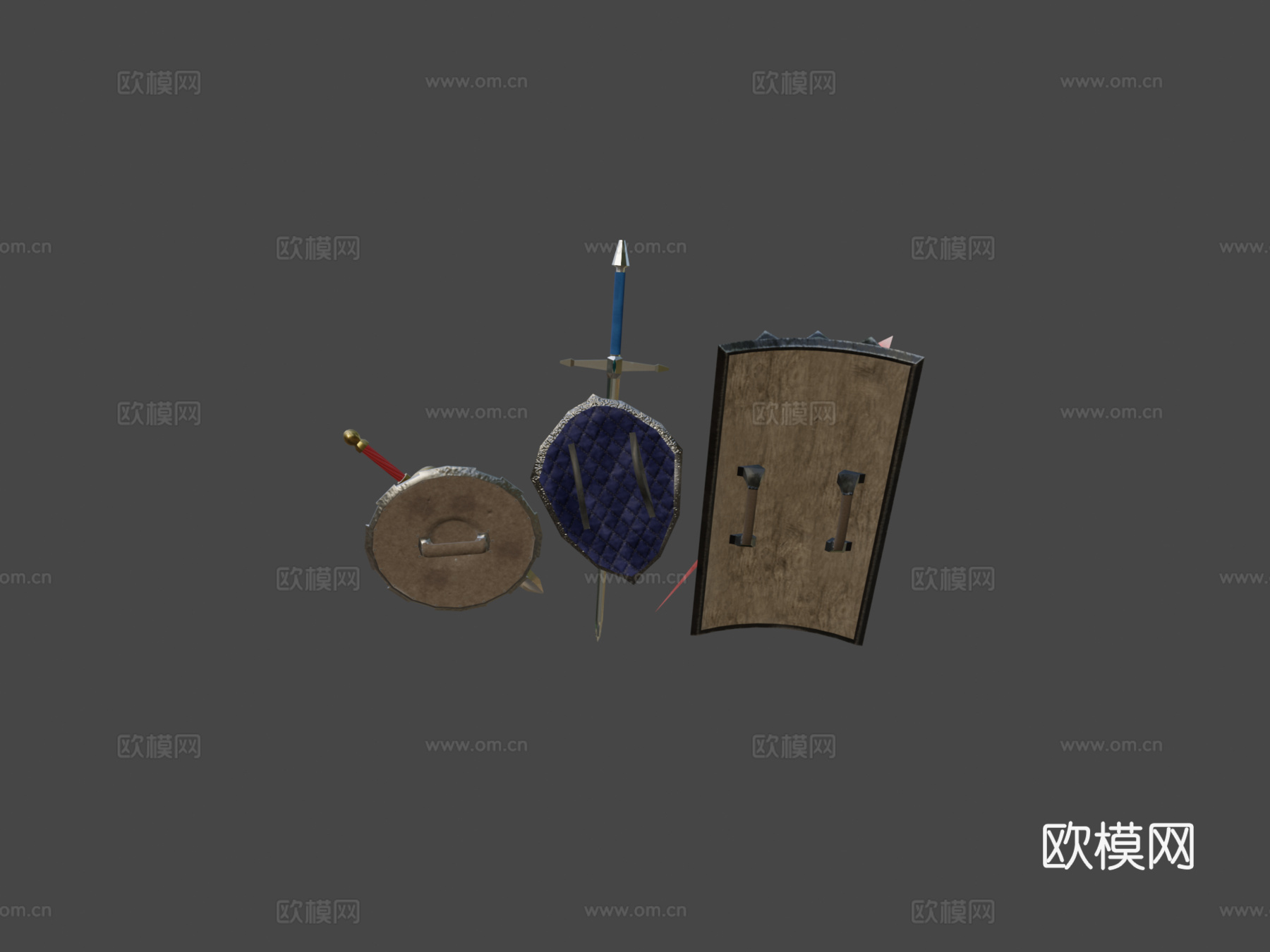 中世纪奇幻武器-6件道具3d模型