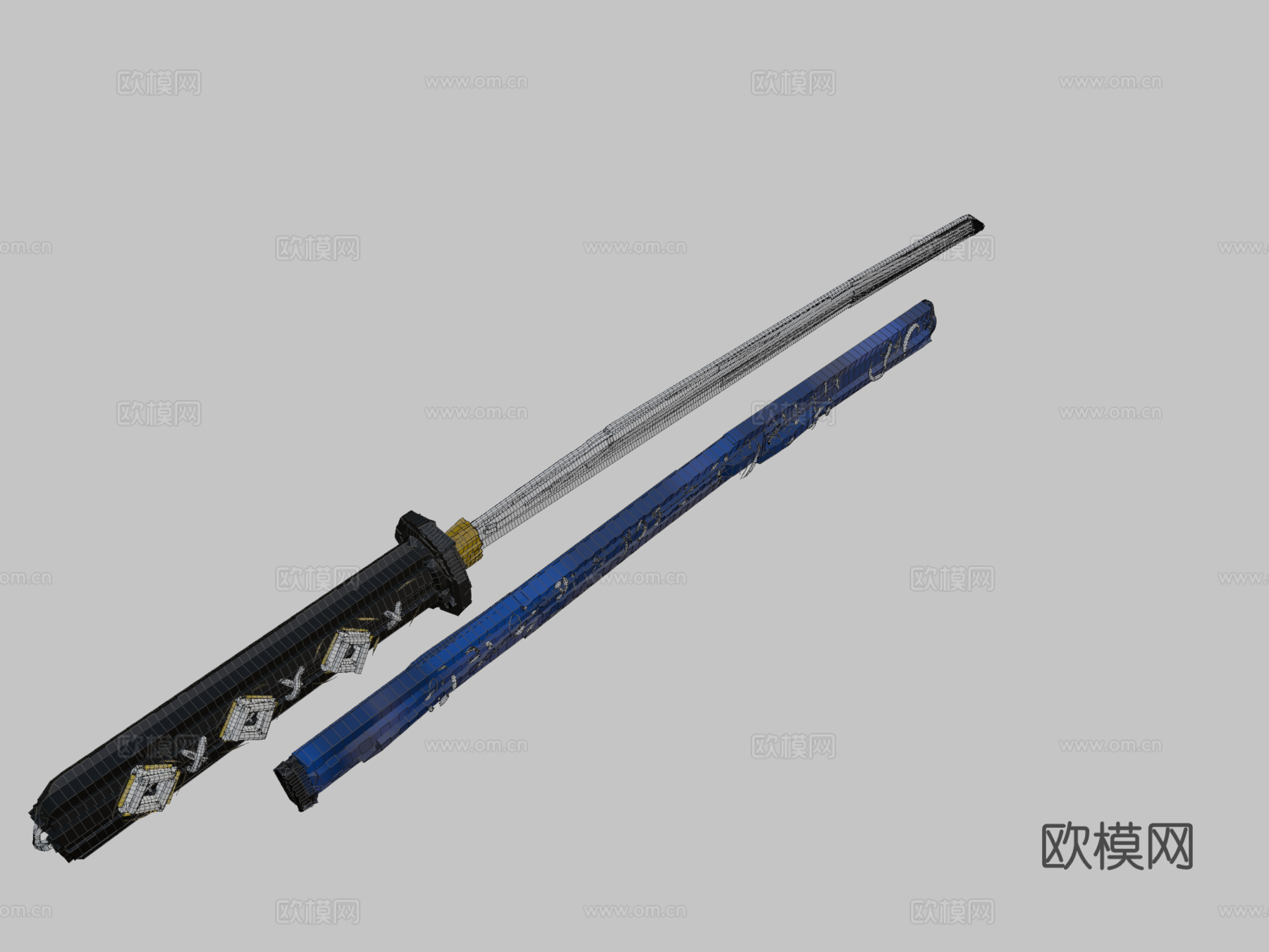 武士刀-羽毛笔3d模型