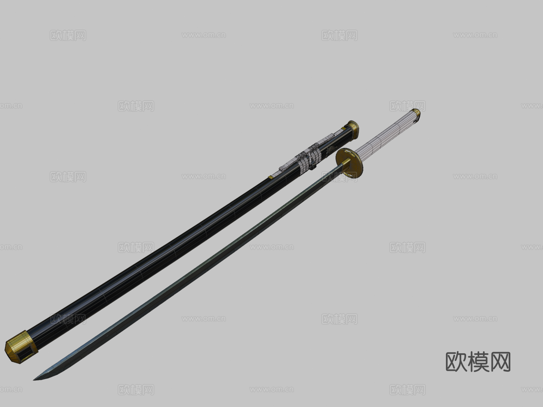 武士刀低模制作中su模型