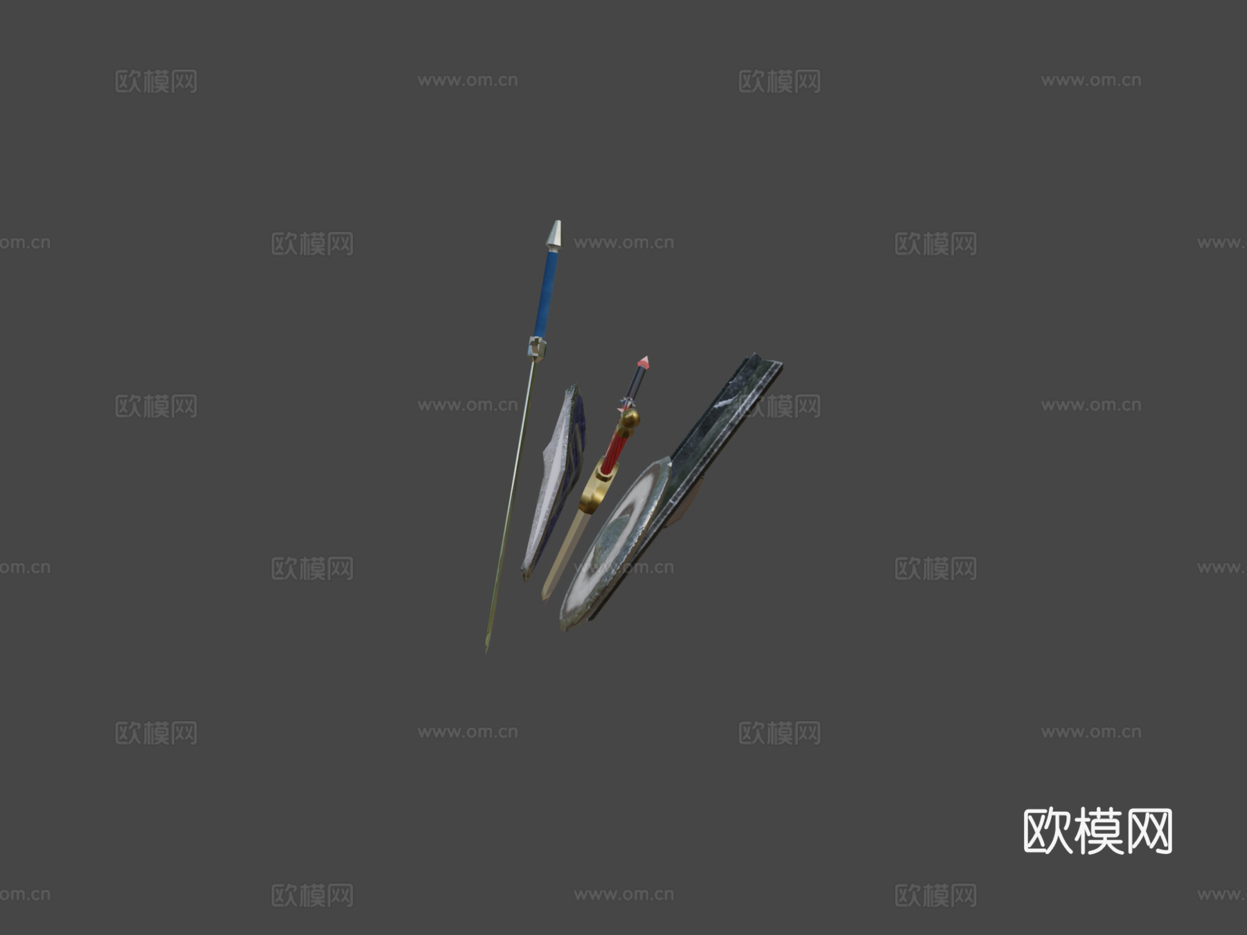 中世纪奇幻武器-6件道具su模型
