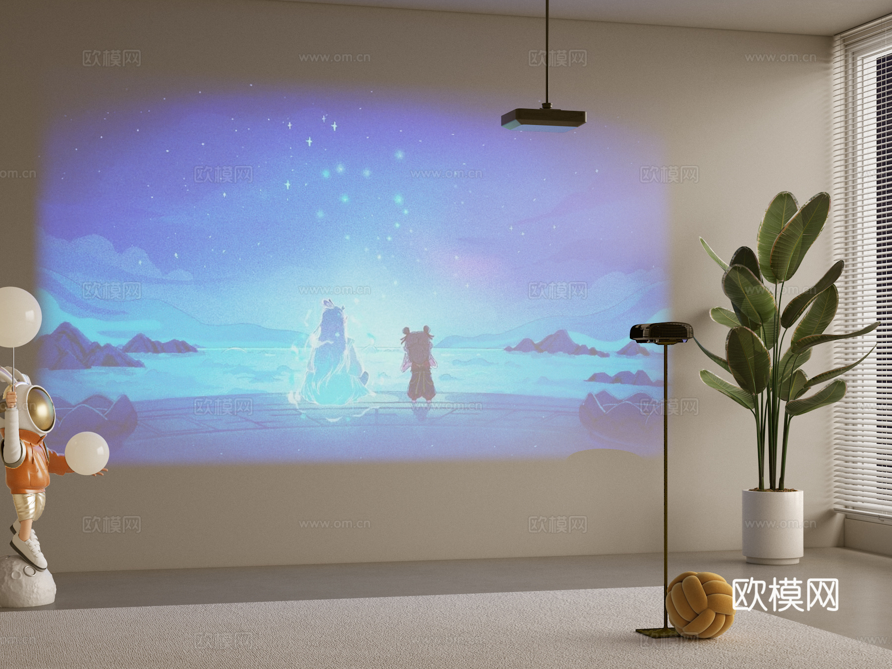 投影 幕布 投影设备3d模型