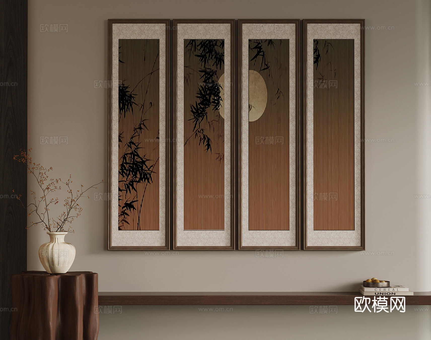 挂画 新中式装饰画3d模型
