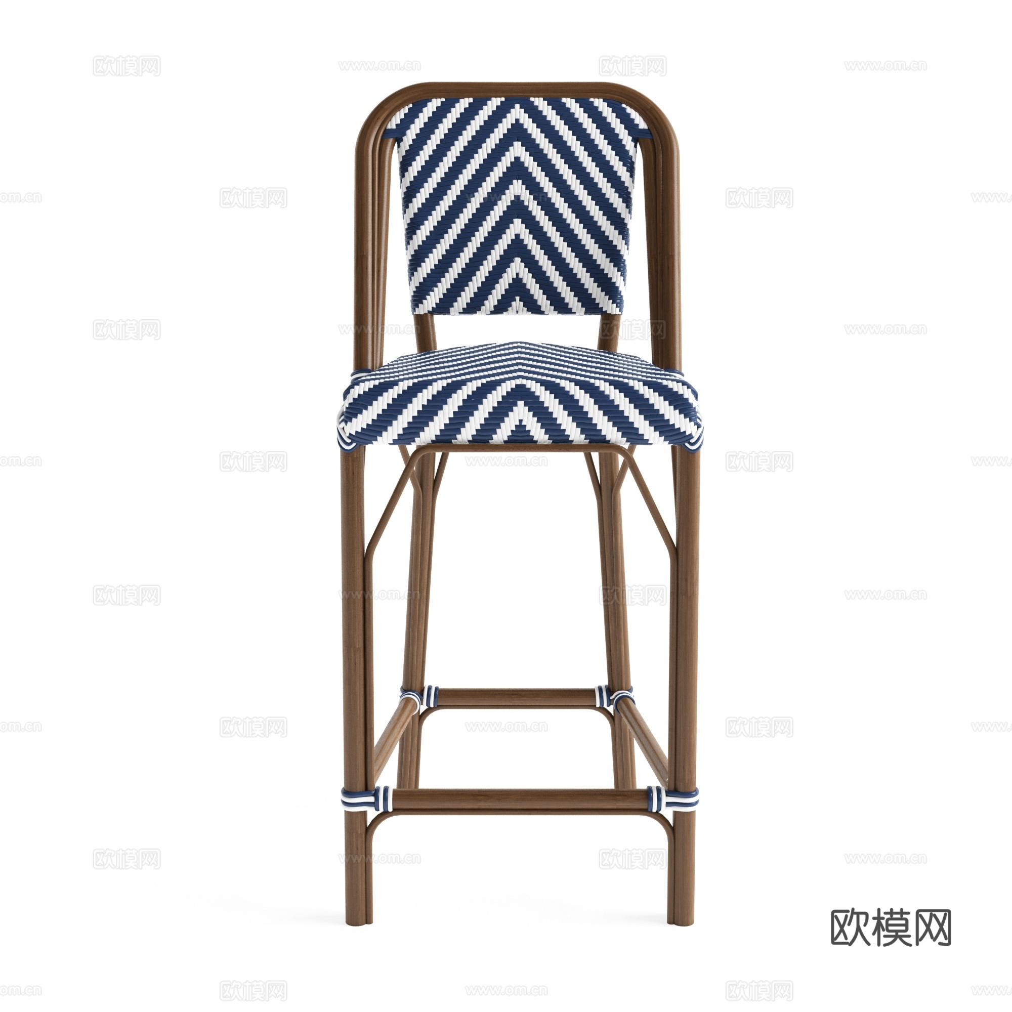 现代北欧藤编吧台椅3d模型