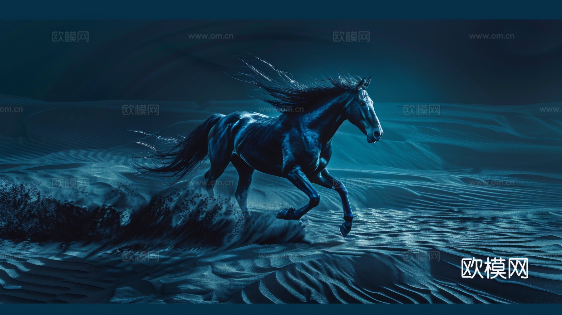 骏马肖像3D立体浮雕背景墙