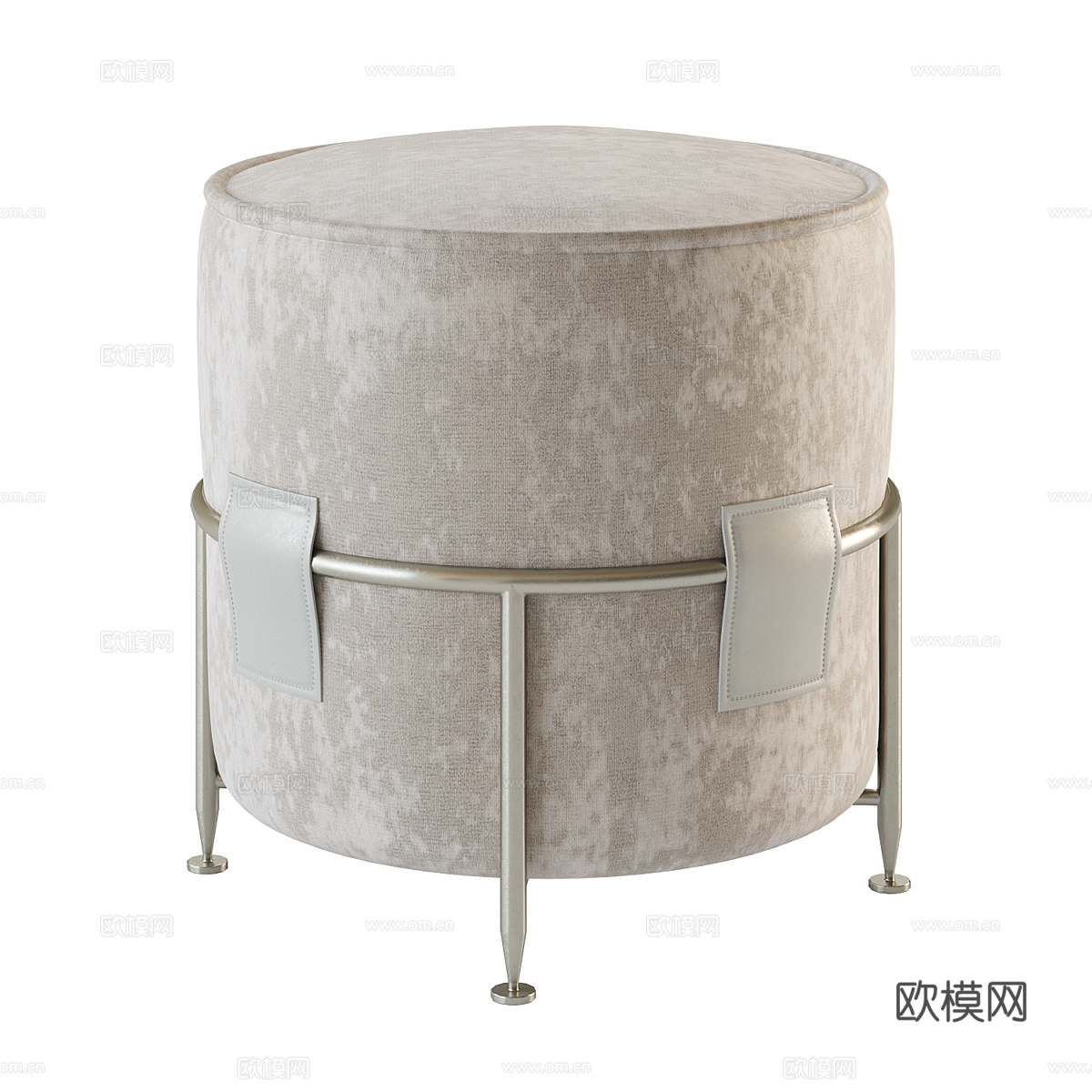 现代意式布艺圆凳3d模型