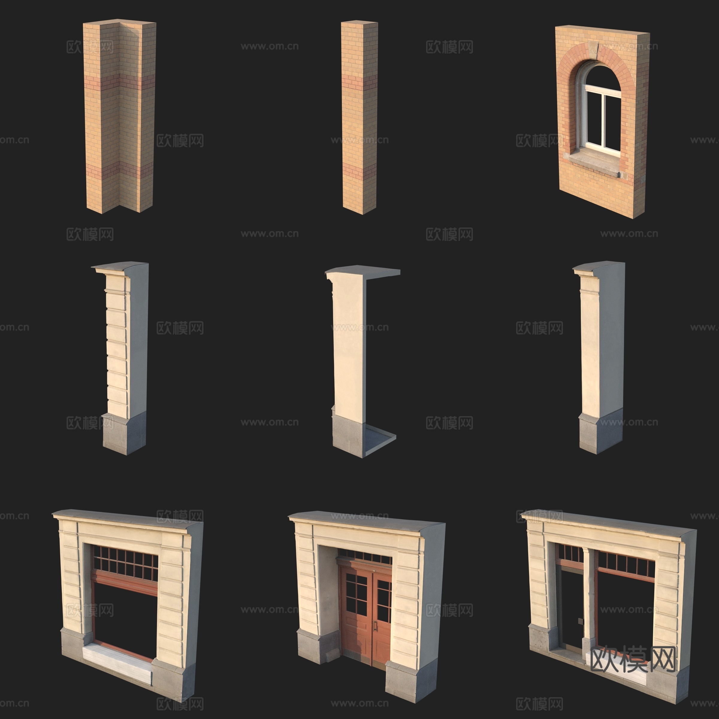 建筑构件柱子门窗3d模型