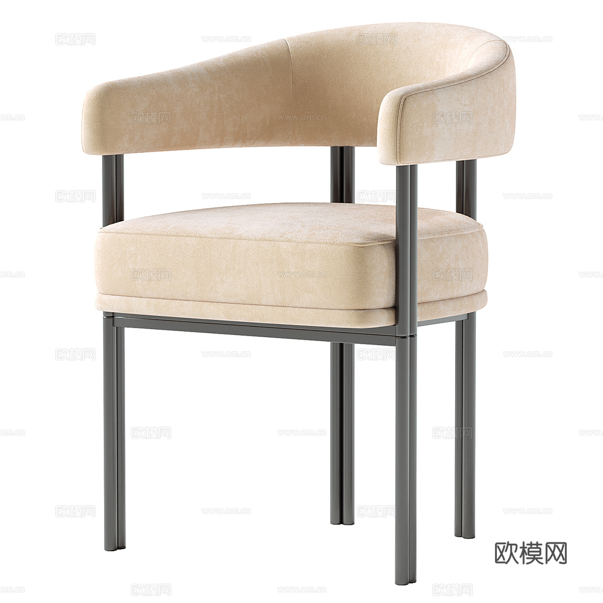 现代意式布艺餐椅3d模型