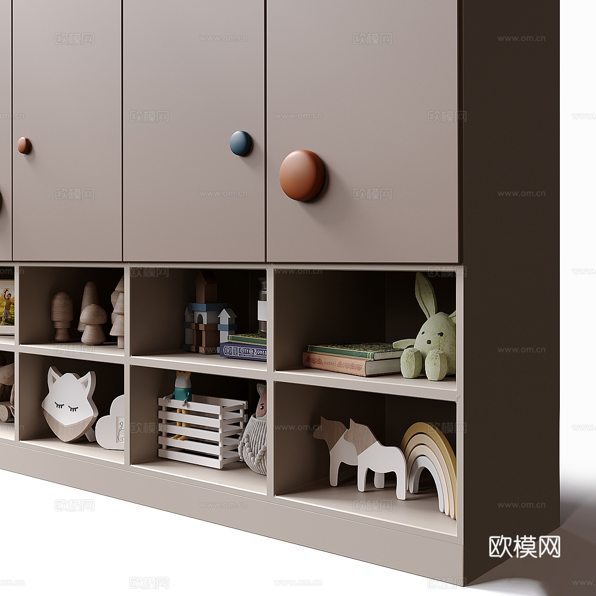 现代奶油风儿童衣柜3d模型
