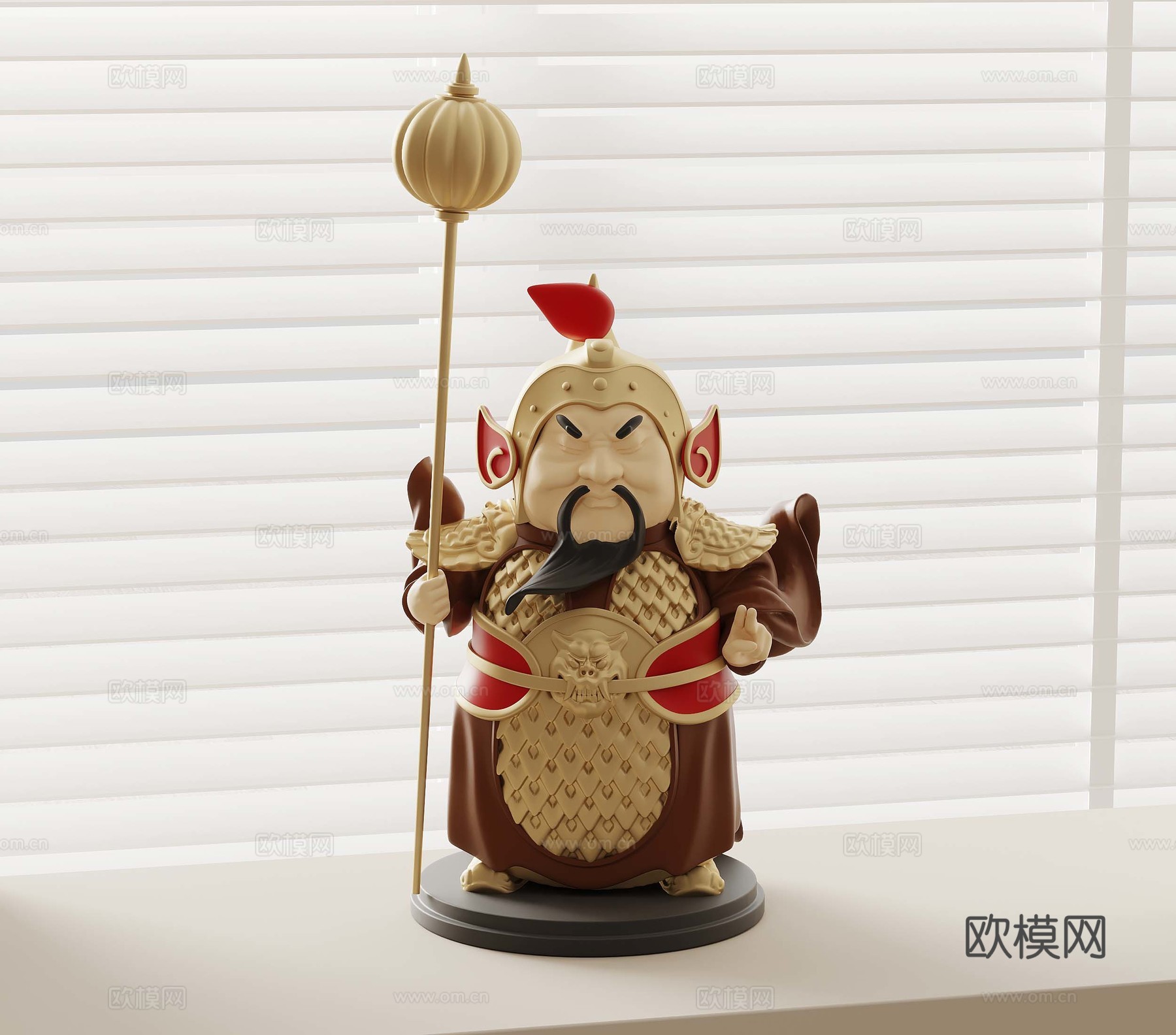 新中式雕塑摆件 人形雕塑 哼哈二将3d模型