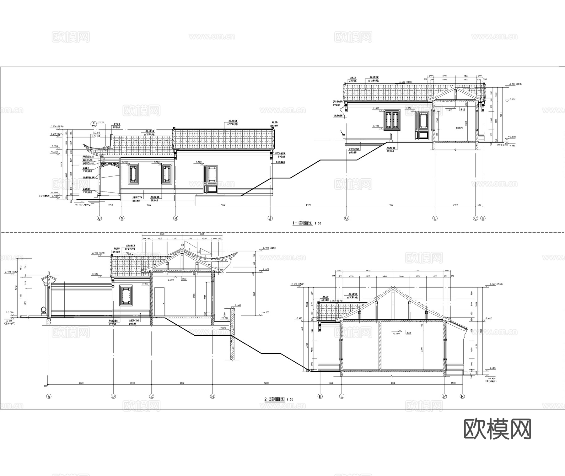 苏式园林 中式别墅 苏式合院 自建房 古建cad施工图