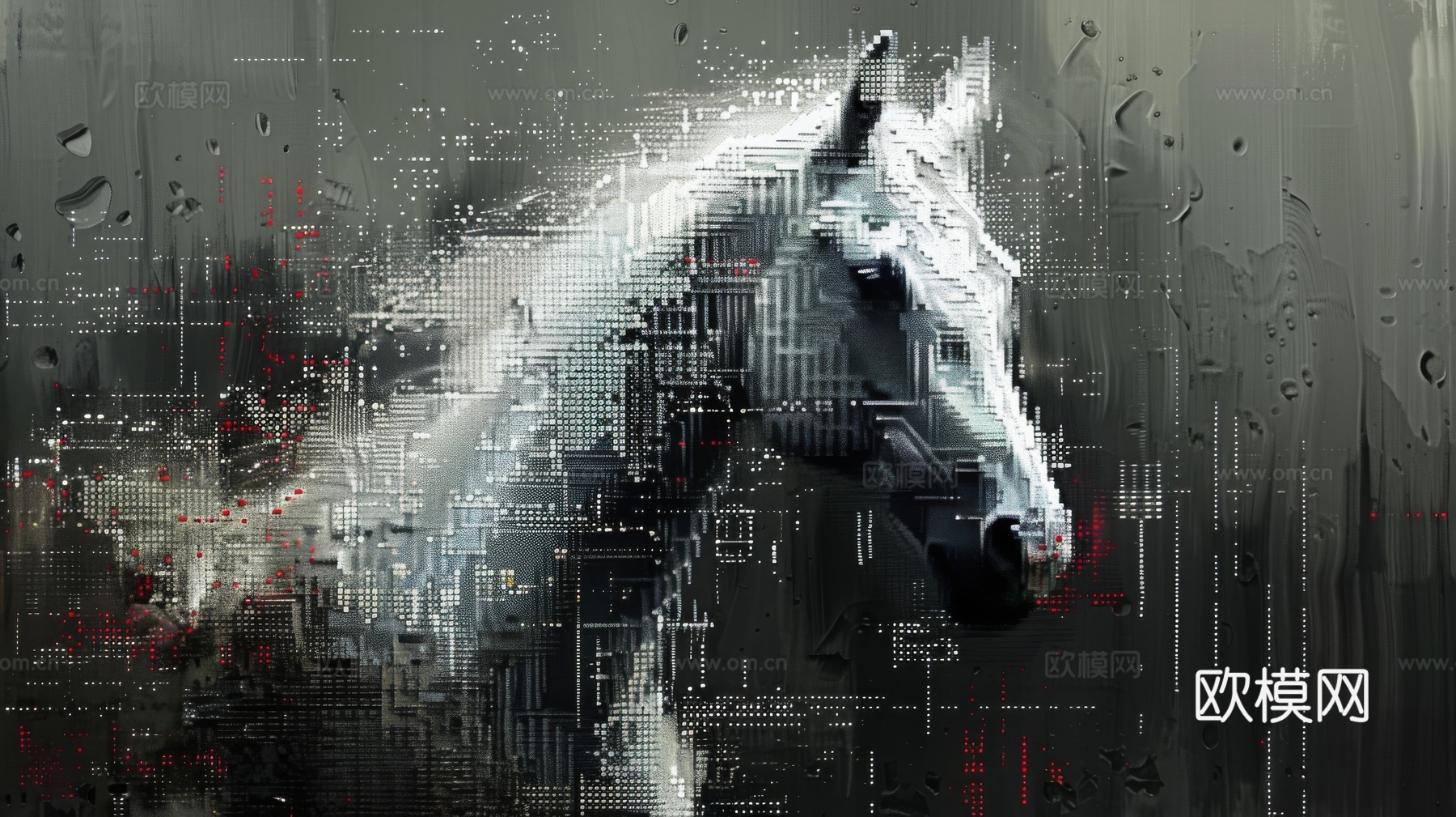 骏马肖像3D立体浮雕背景墙下载（渲染图7）