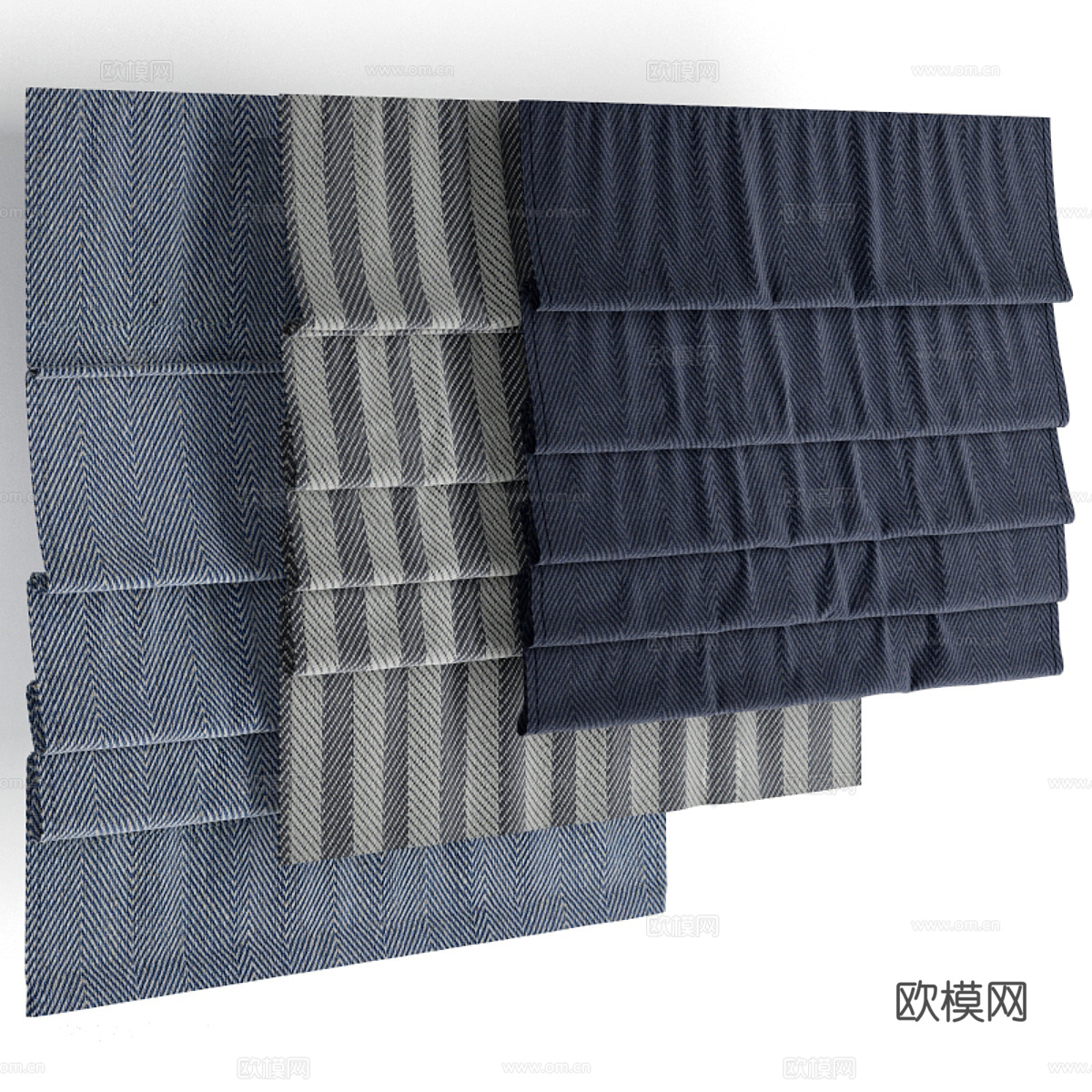 新中式布艺罗马帘3d模型