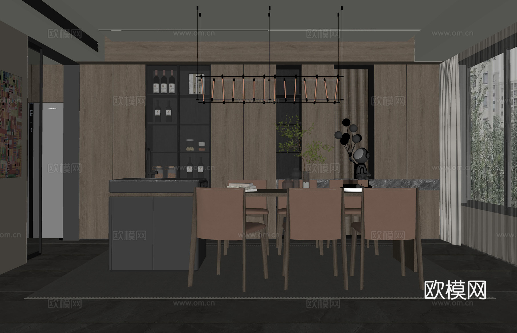 现代意式餐厅su模型