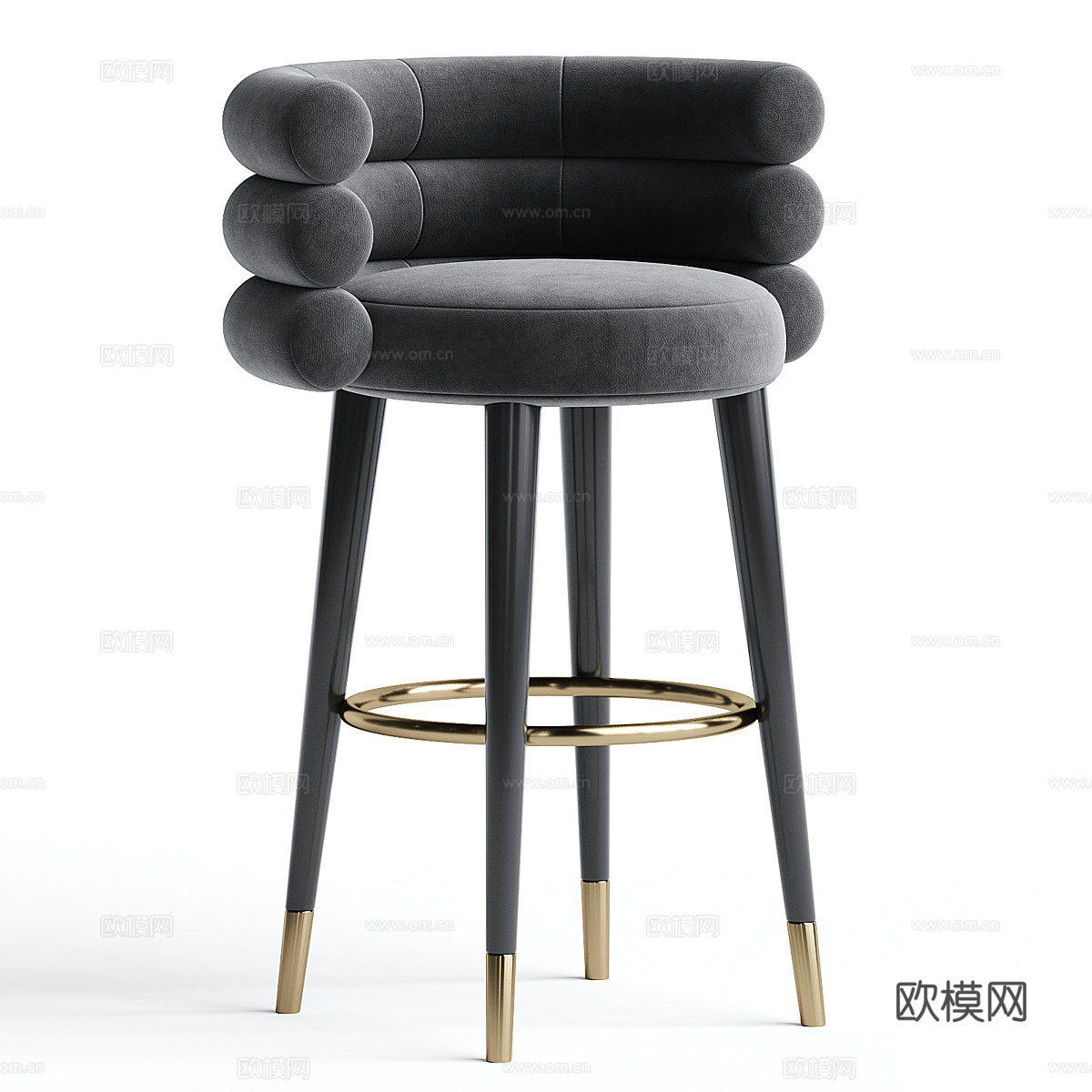 现代轻奢布艺吧台椅3d模型