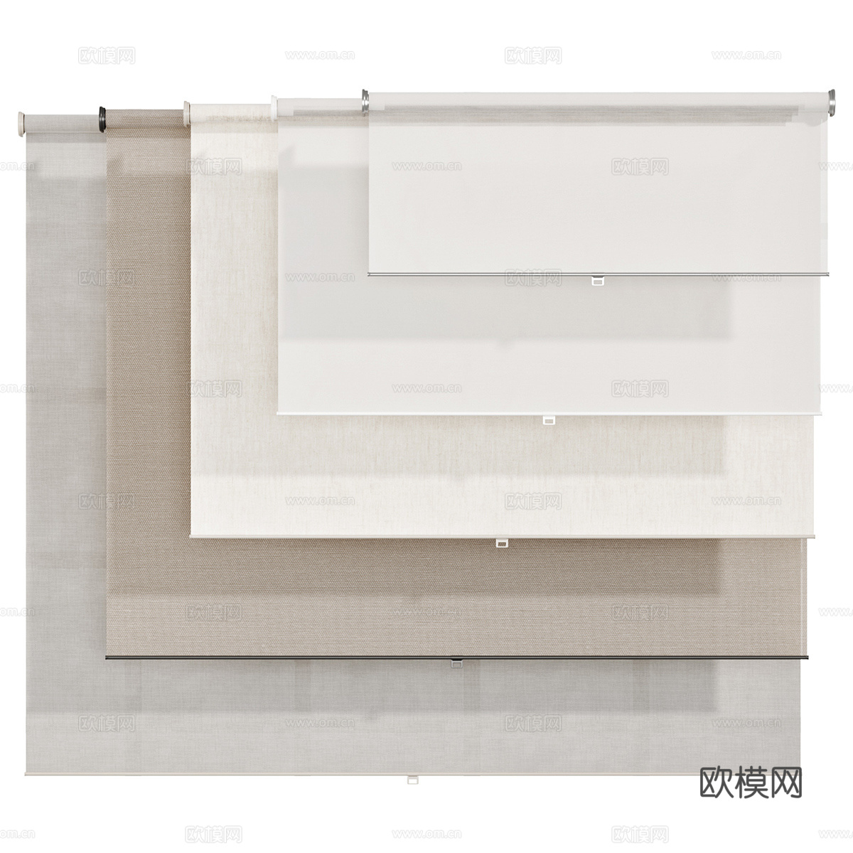 现代极简布艺卷帘3d模型
