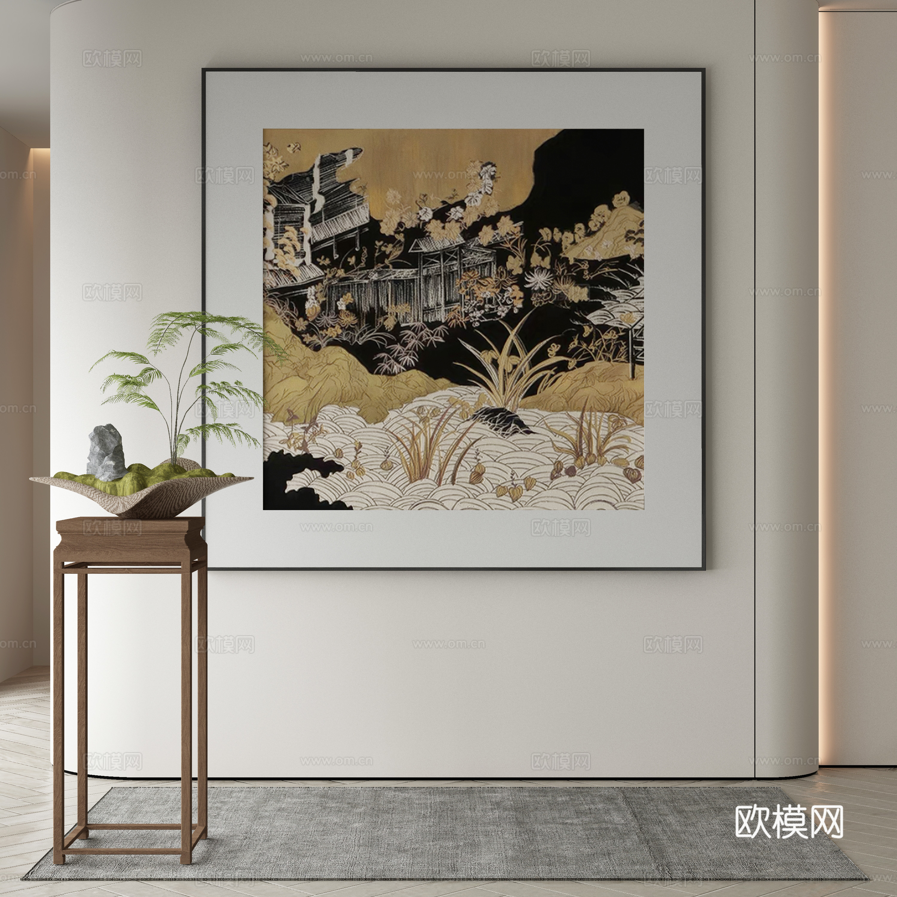 新中式侘寂挂画 油画3d模型