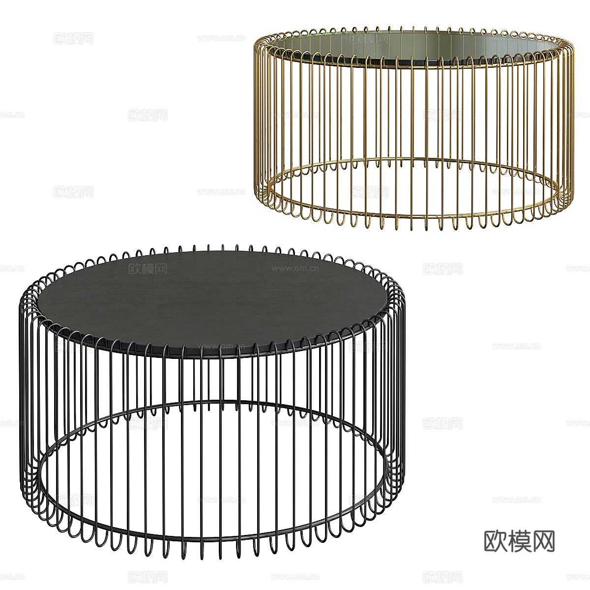 现代轻奢极简金属圆茶几3d模型