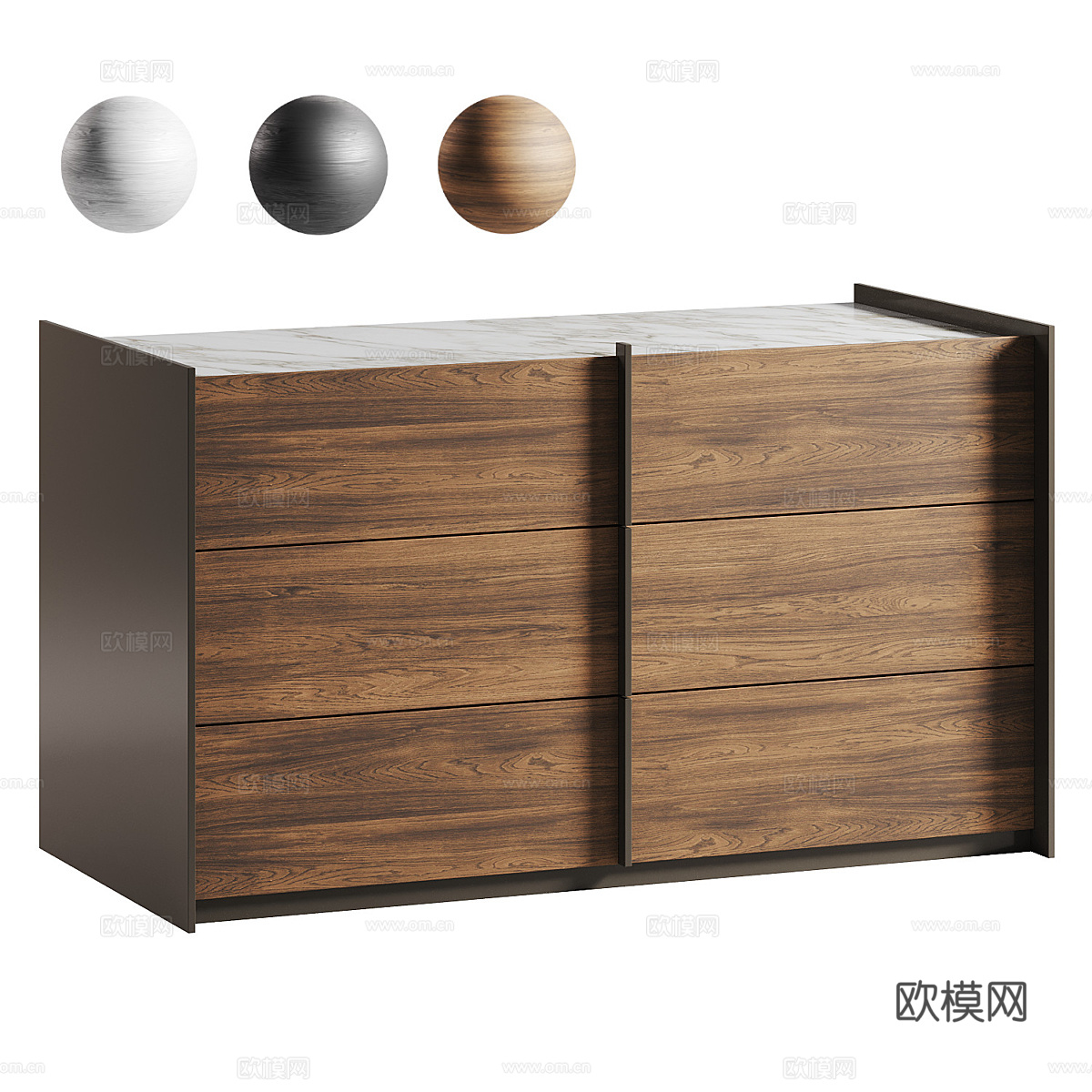 现代意式实木储物柜3d模型