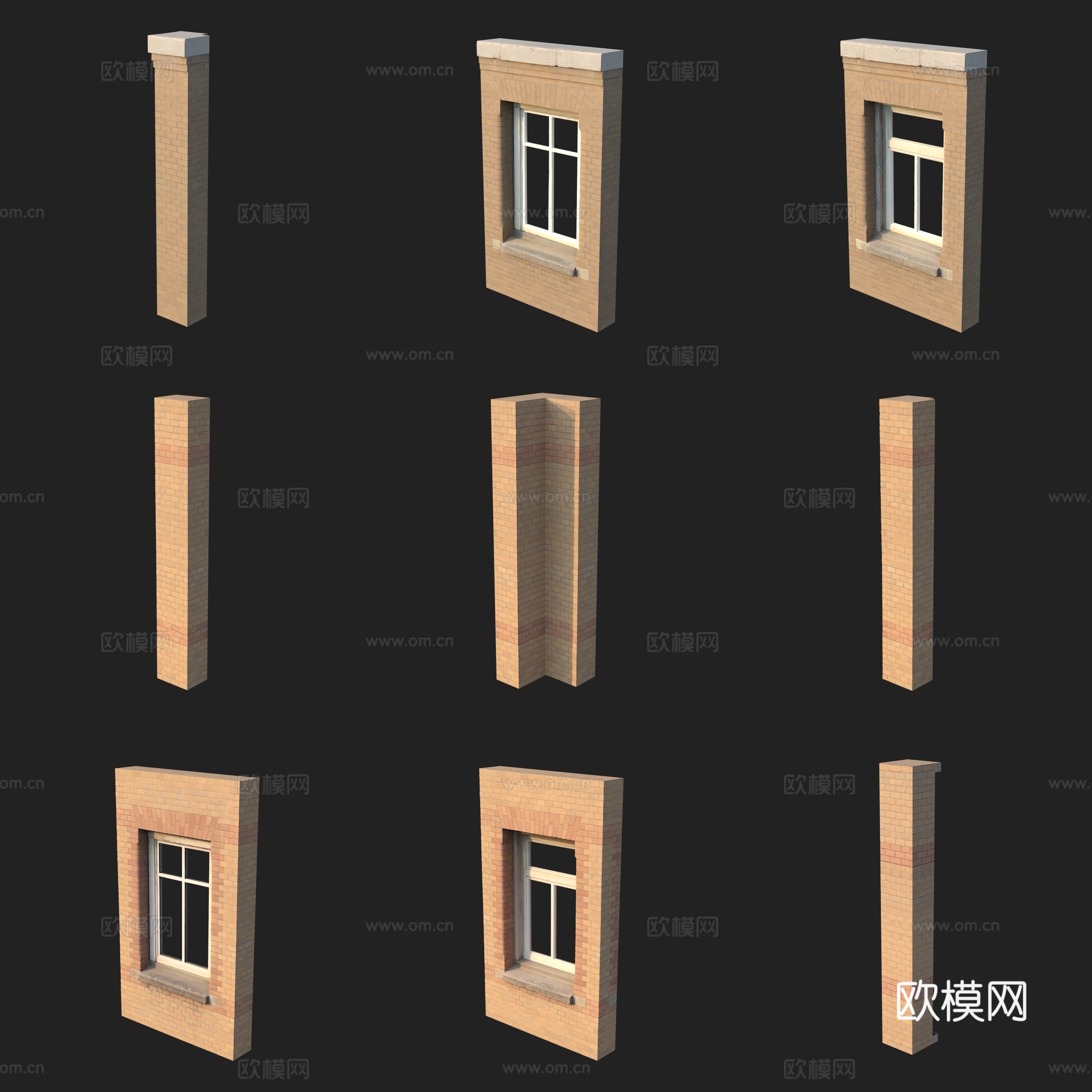 建筑构件柱子门窗3d模型