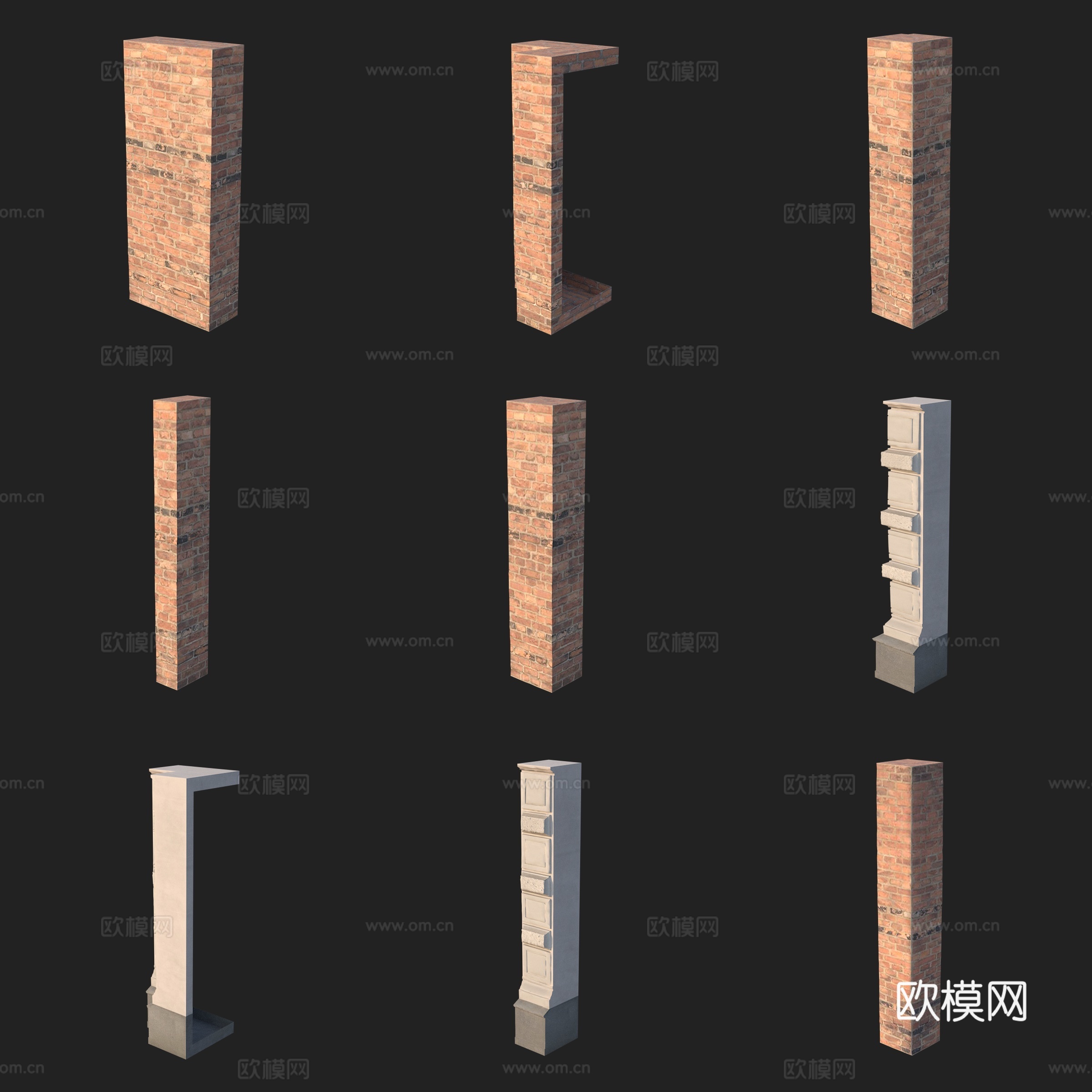 建筑构件门窗墙体柱子3d模型