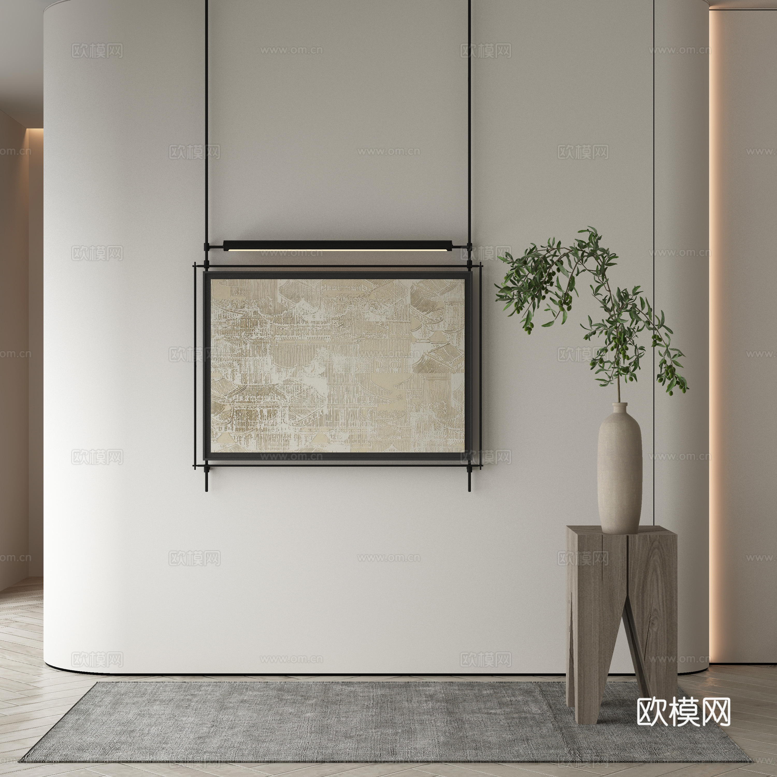 新中式侘寂挂画 油画3d模型