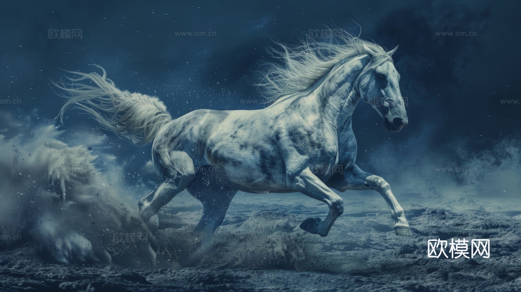骏马肖像3D立体浮雕背景墙下载（渲染图7）