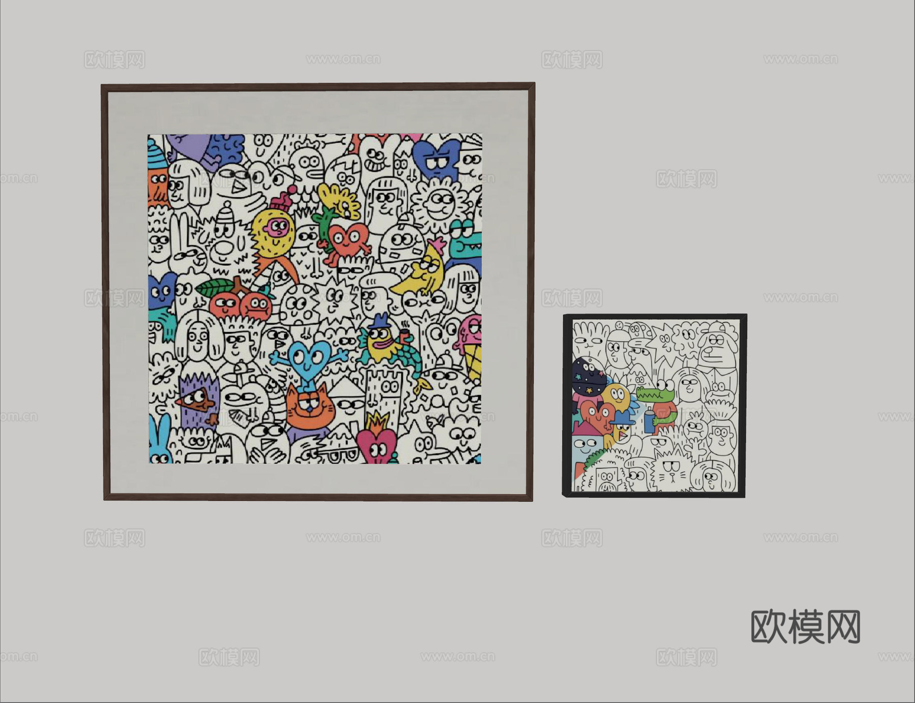 现代极简挂画 侘寂中古风挂画 奶油风装饰画 意式挂画 黑白灰su模型