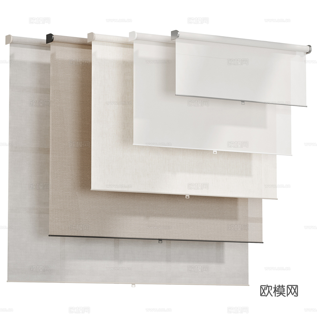 现代极简布艺卷帘3d模型