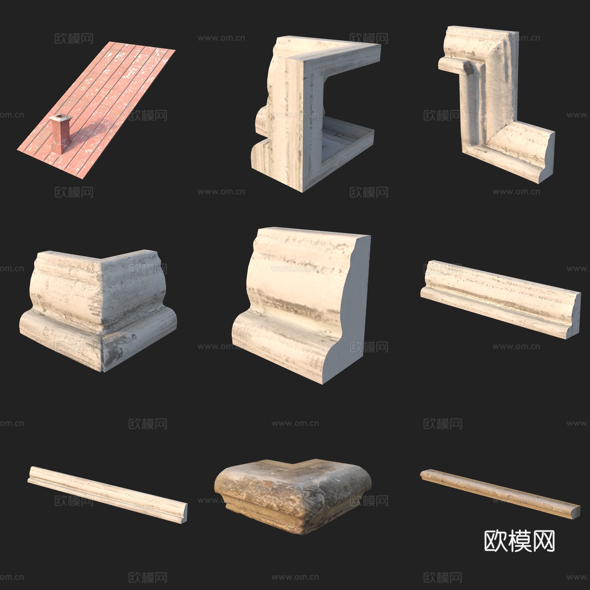 建筑构件屋顶石膏线3d模型