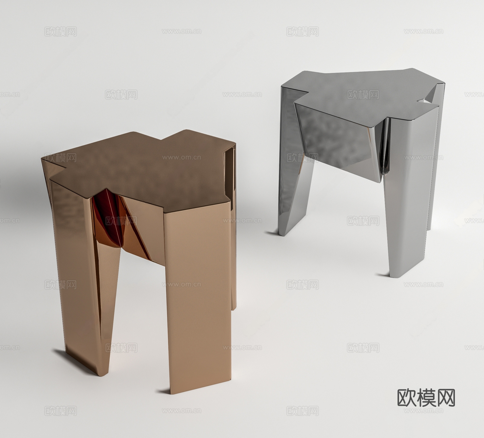 现代其他凳子 不锈钢矮凳 异形凳子3d模型