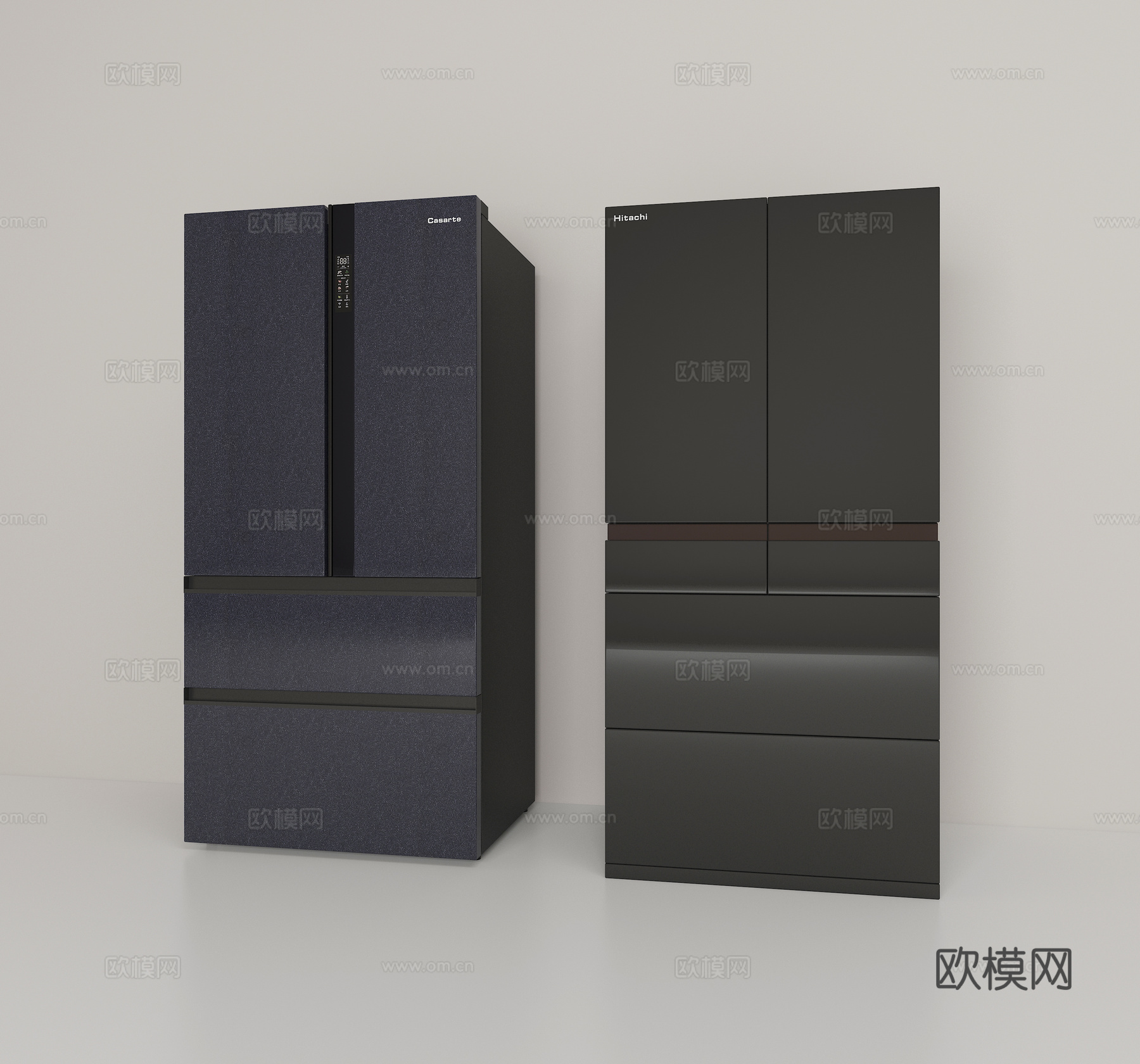 现代冰箱组合3d模型