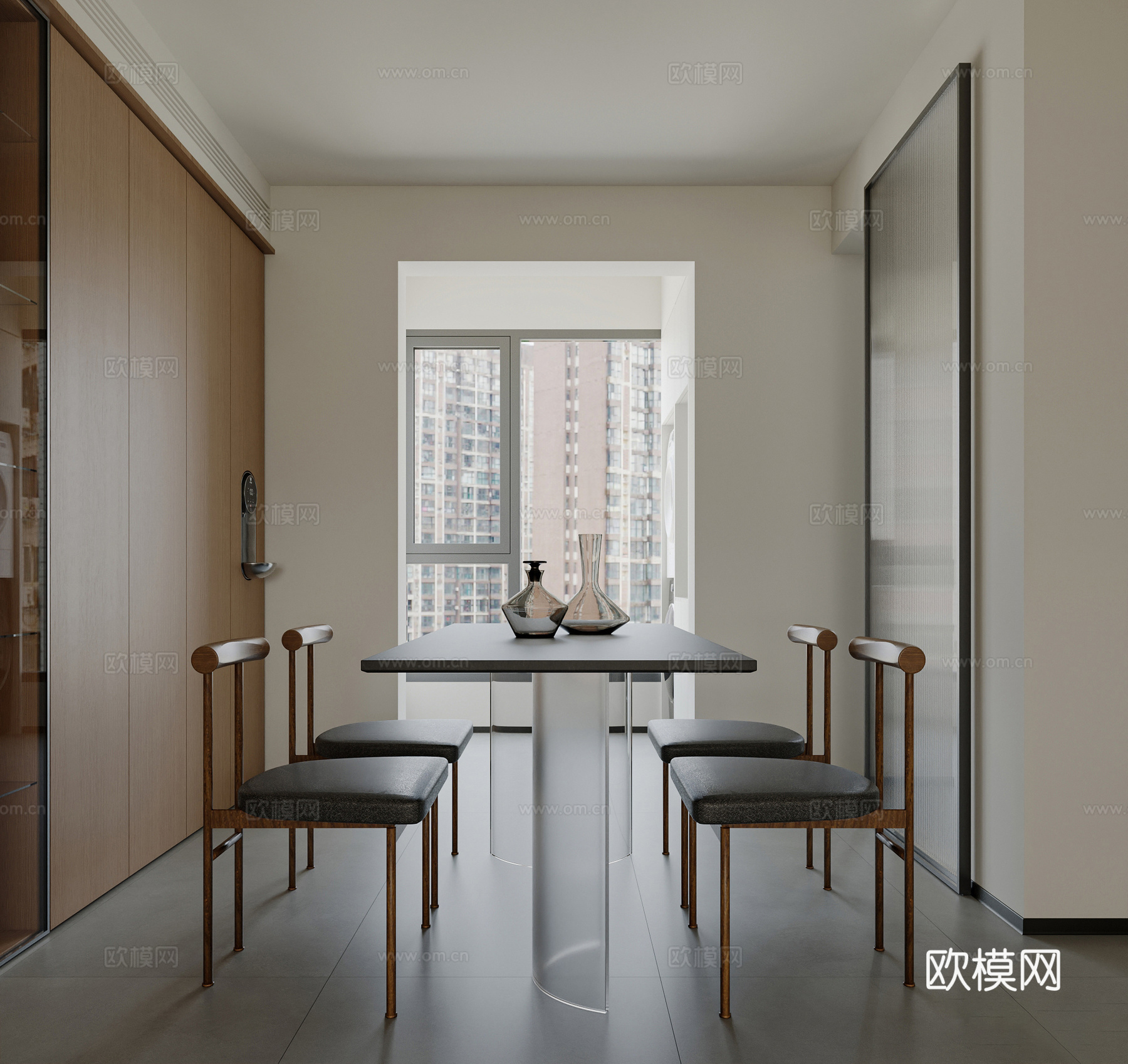 现代家居餐厅 现代极简餐厅 开放式餐厅 长桌餐厅 中古风餐厅3d模型