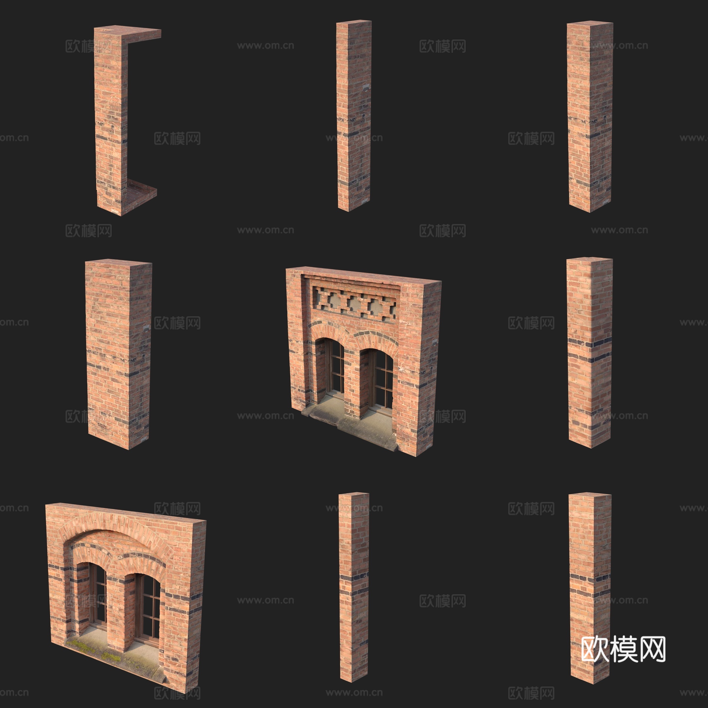 建筑构件门窗墙体柱子3d模型