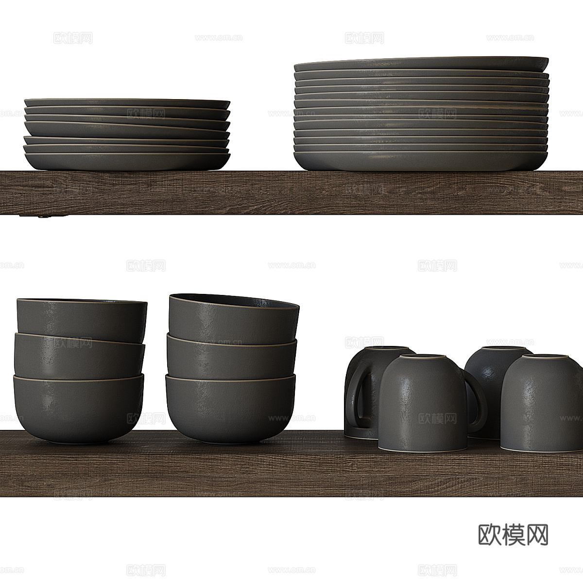 新中式侘寂餐具3d模型
