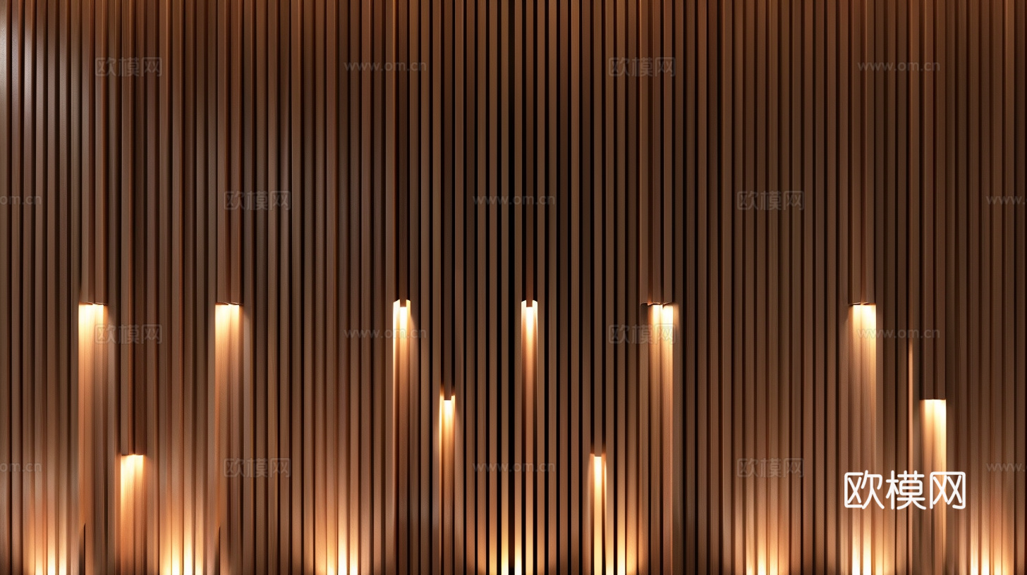 格栅长城板灯光背景墙