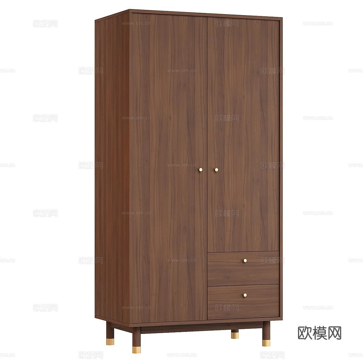 现代意式实木成品衣柜3d模型
