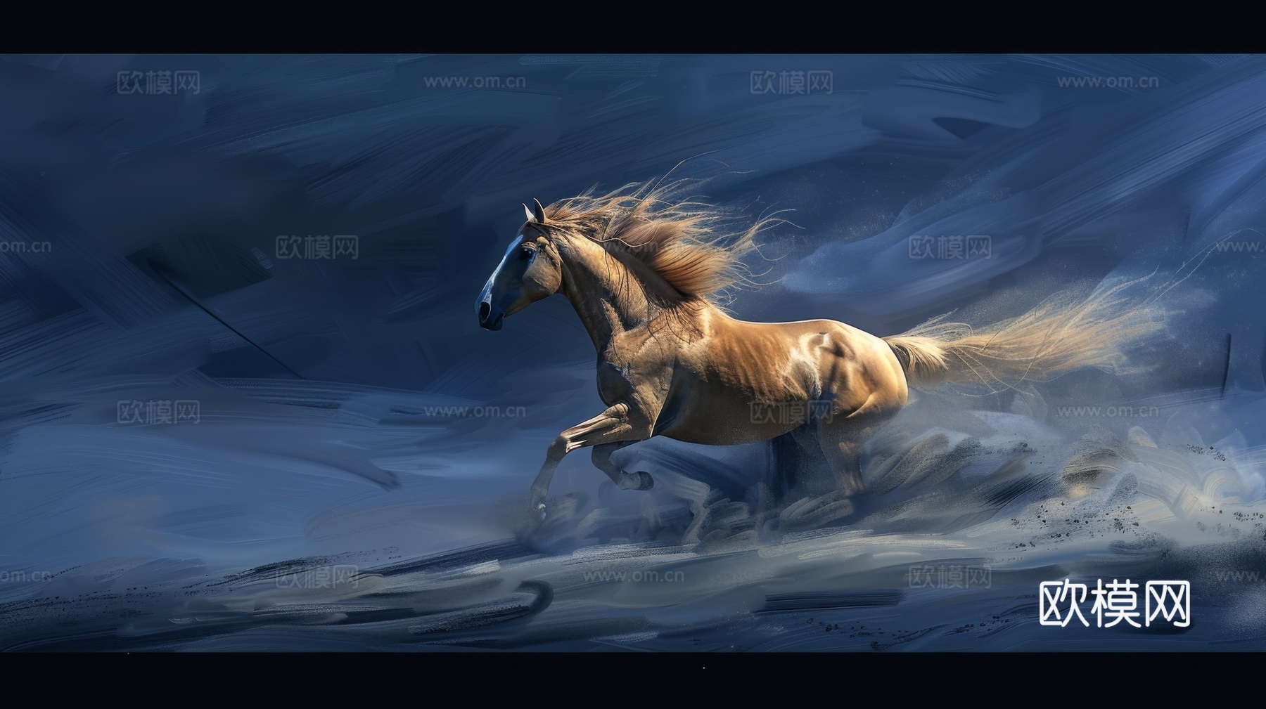 骏马肖像3D立体浮雕背景墙