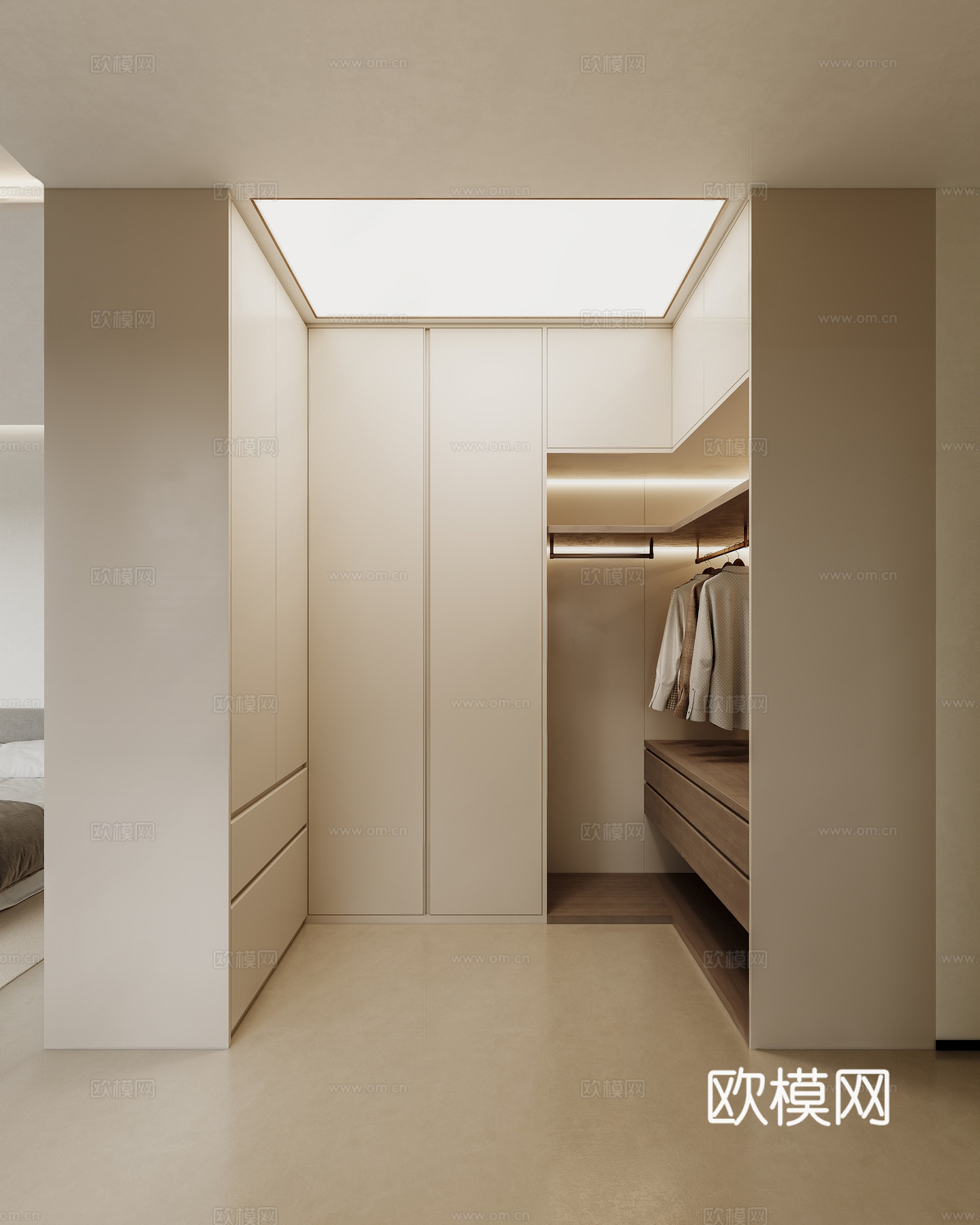 现代极简衣帽间su模型