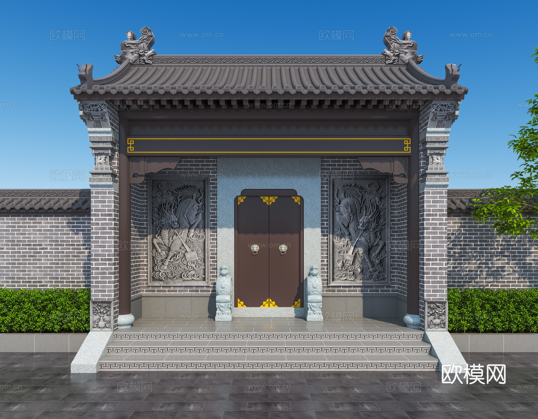 大门 门头 别墅大门 入户门su模型