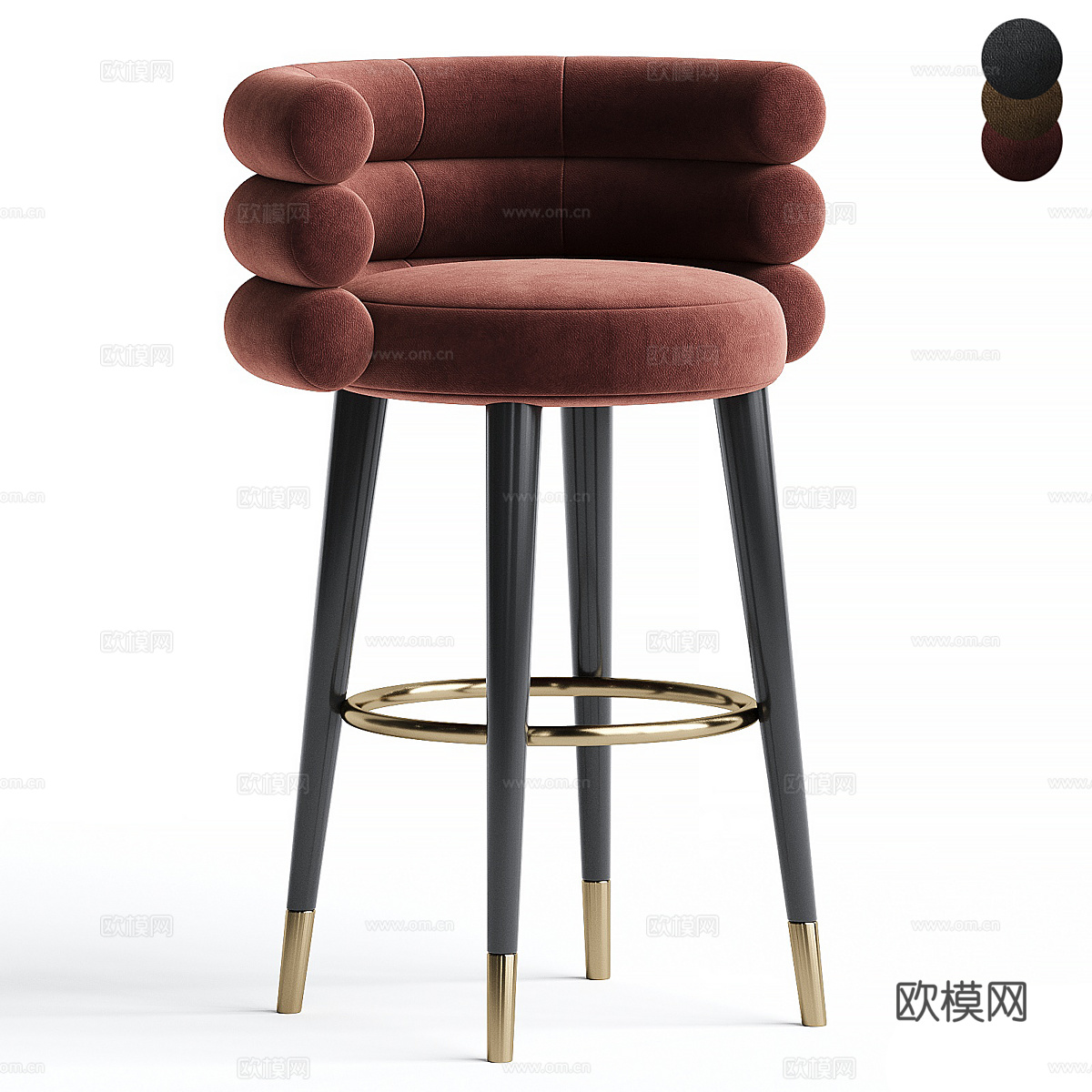 现代轻奢布艺吧台椅3d模型