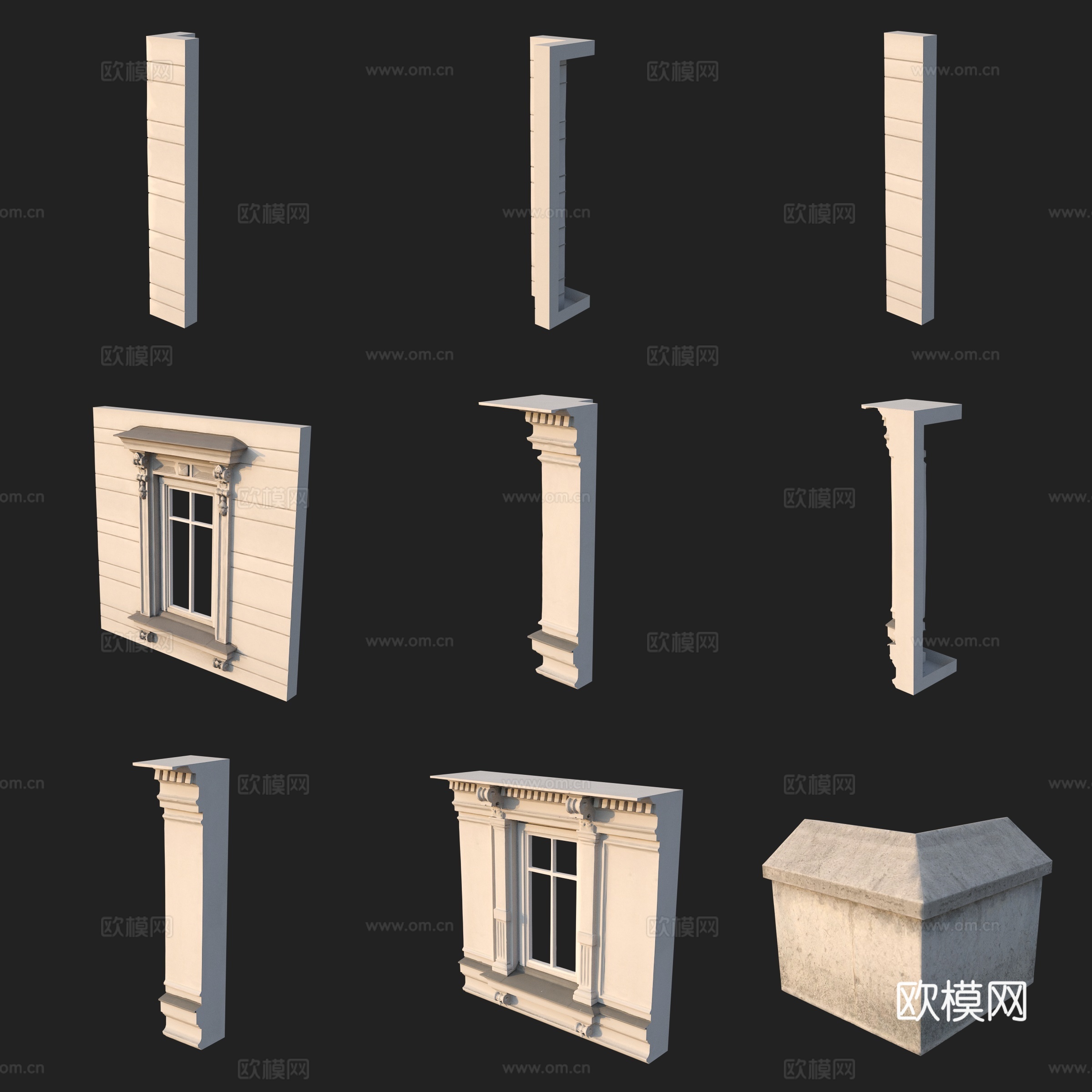 建筑构件柱子门窗3d模型