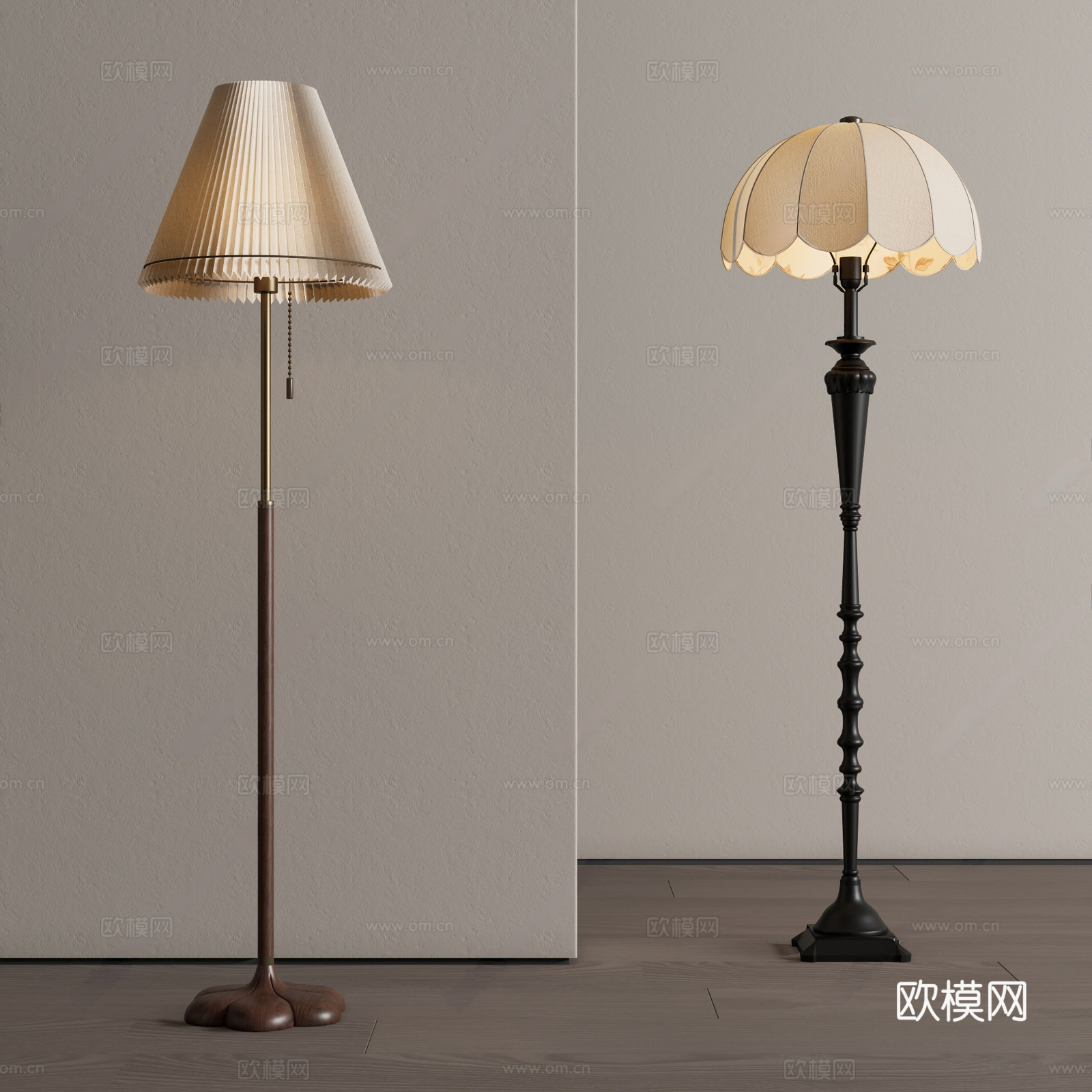 中古落地灯 复古 落地灯 装饰灯3d模型