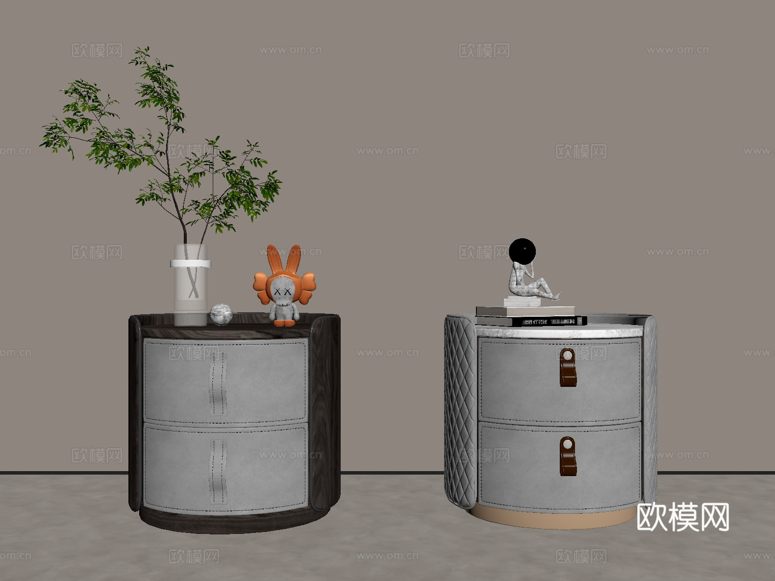 现代 轻奢 床头柜su模型
