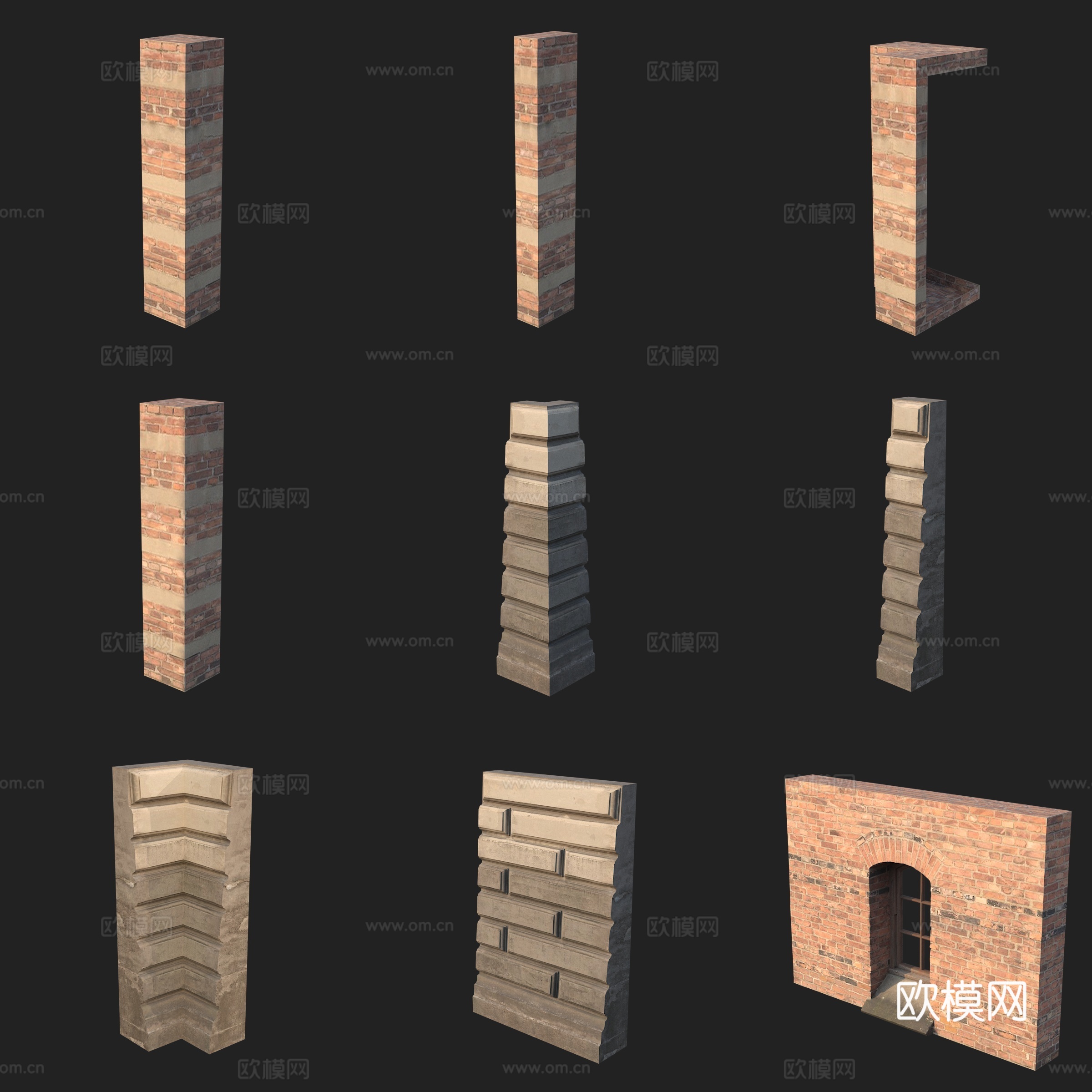 建筑构件门窗墙体柱子3d模型