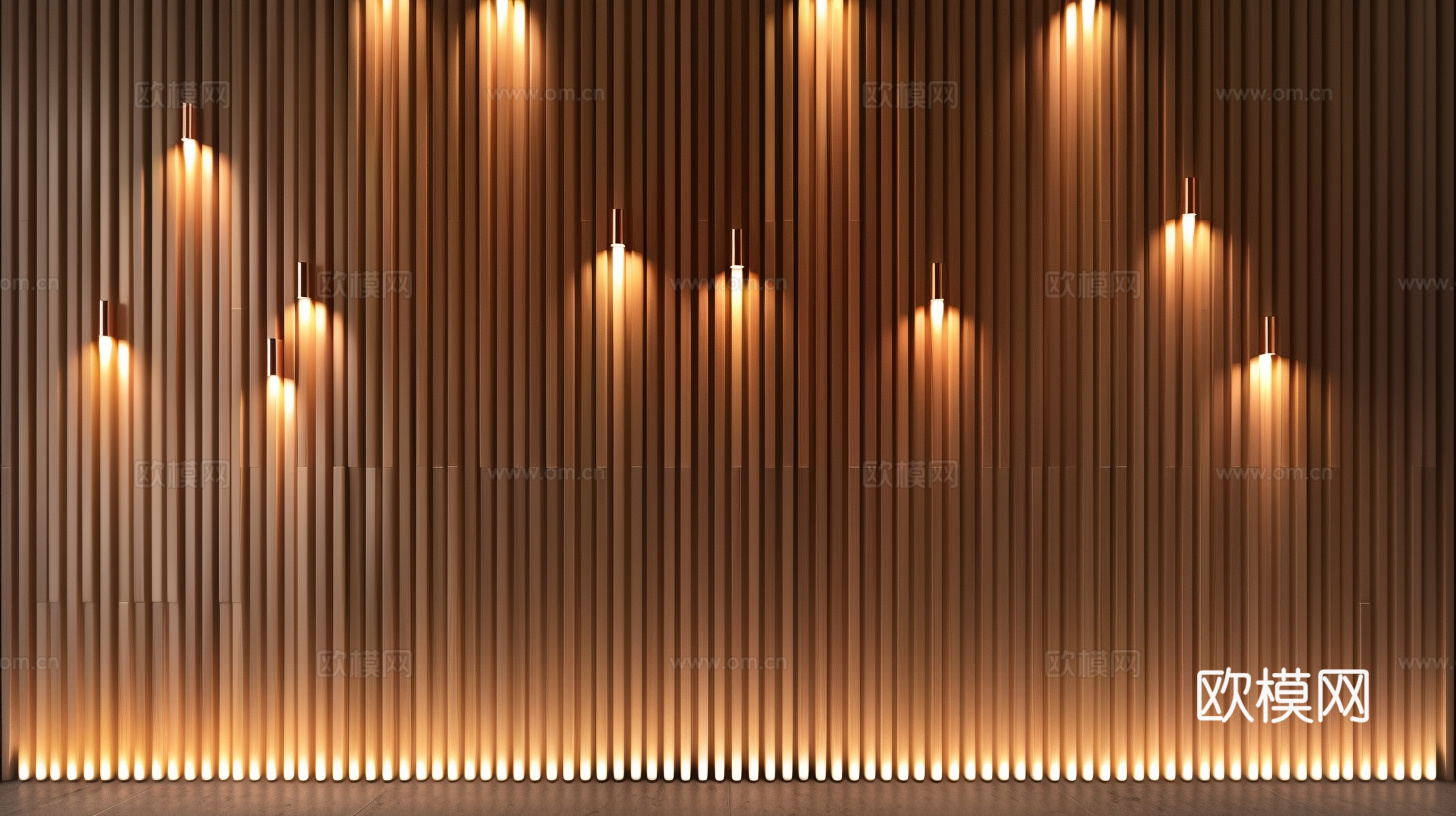格栅长城板灯光背景墙